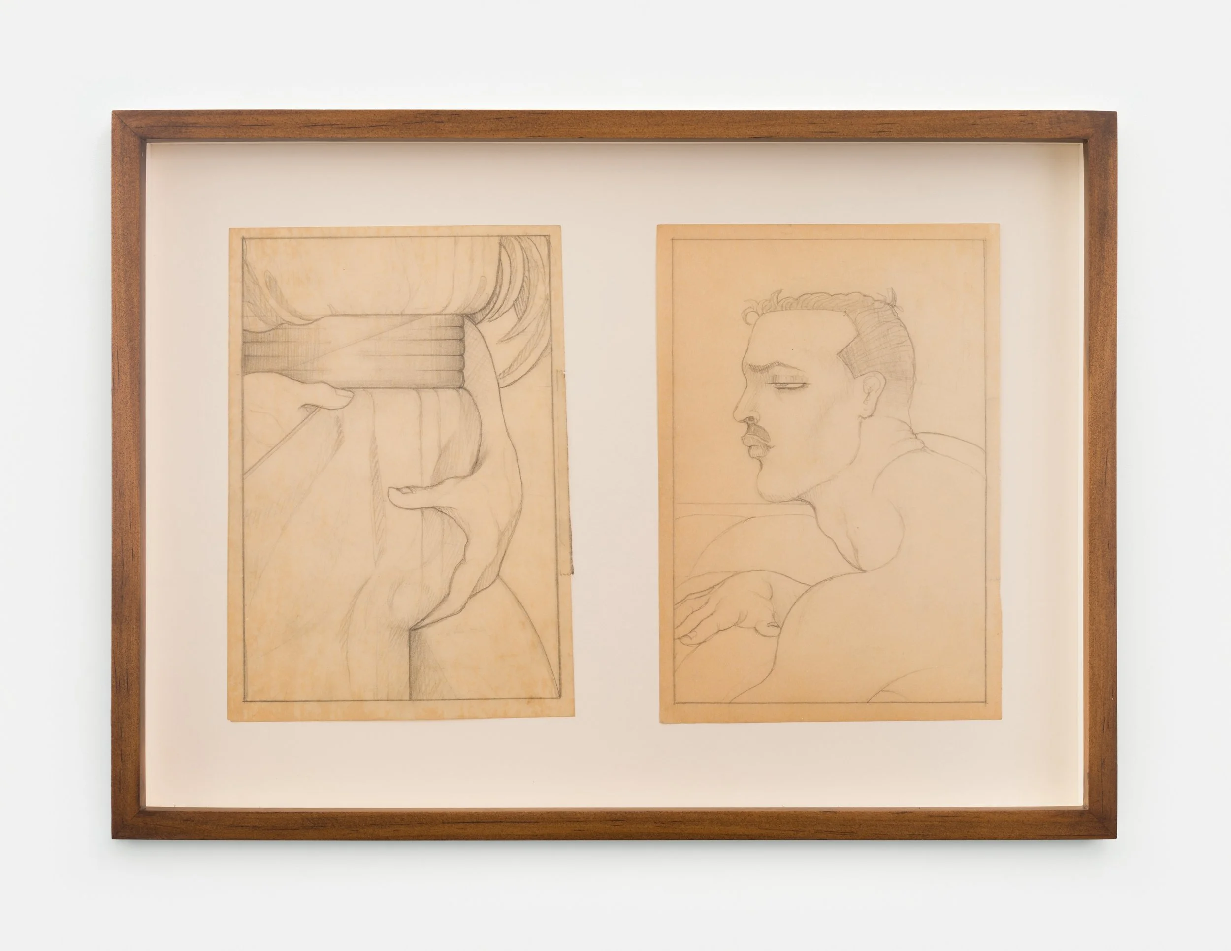 Mel Odom "Rayford (Study VII & VIII)," 1978 Graphite on vellum paper 9 1/4 x 12 3/4 in (24 x 32 cm) framed