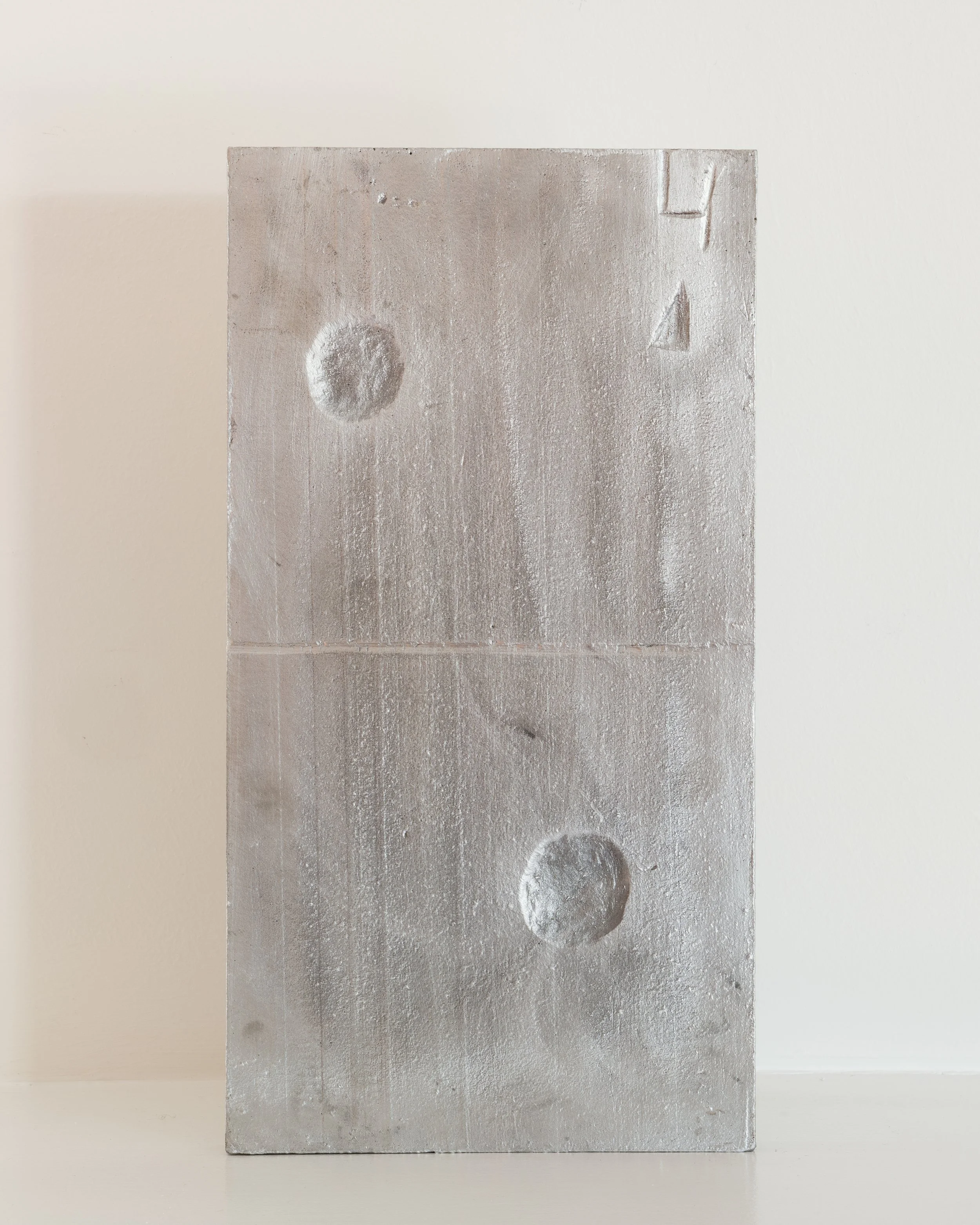 Zenobia Lee "Aluminum Domino II," 2026 Cast aluminum 15 x 8 x 1 in (38 x 20 1/3 x 2 1/2 cm)