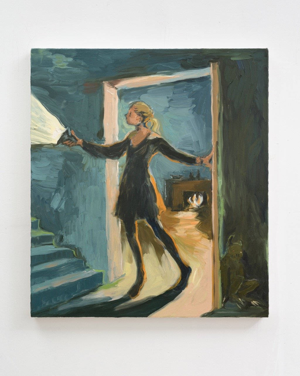 "The Noise Upstairs (Creep)", 2023 Oil on canvas 31 x 35 inches