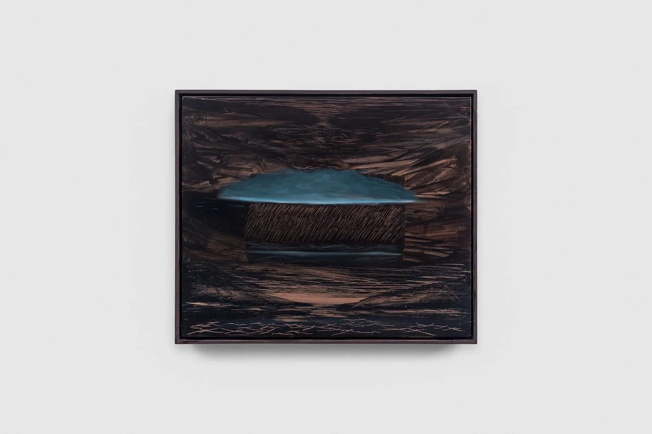 "Cross Bearing," 2026, oil on copper, framed in oak, 30 x 25 cm