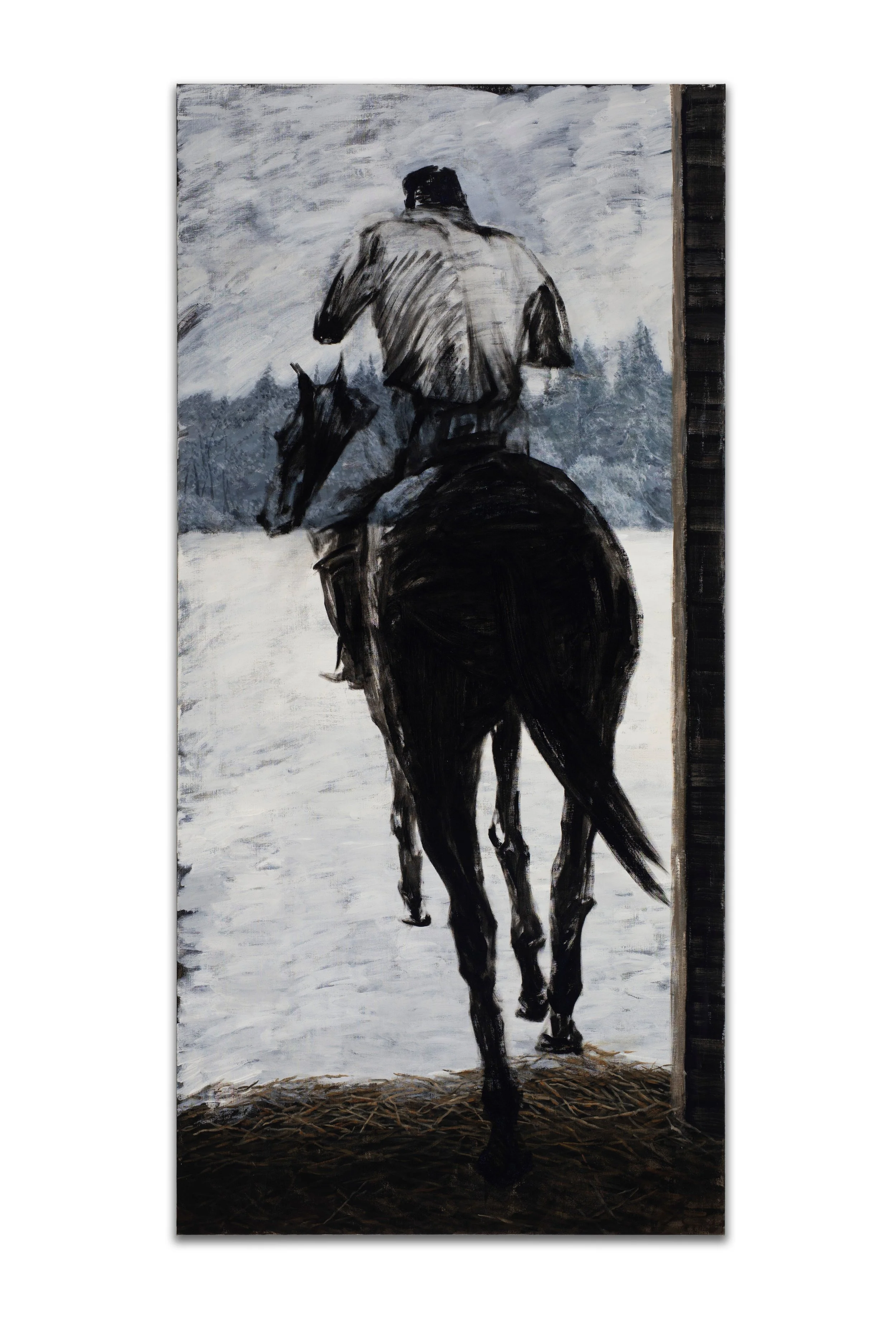 Shuangyi Li "On my way," 2024 Acrylic and oil on linen 86 1/5 x 39 in (220 x 100 cm)