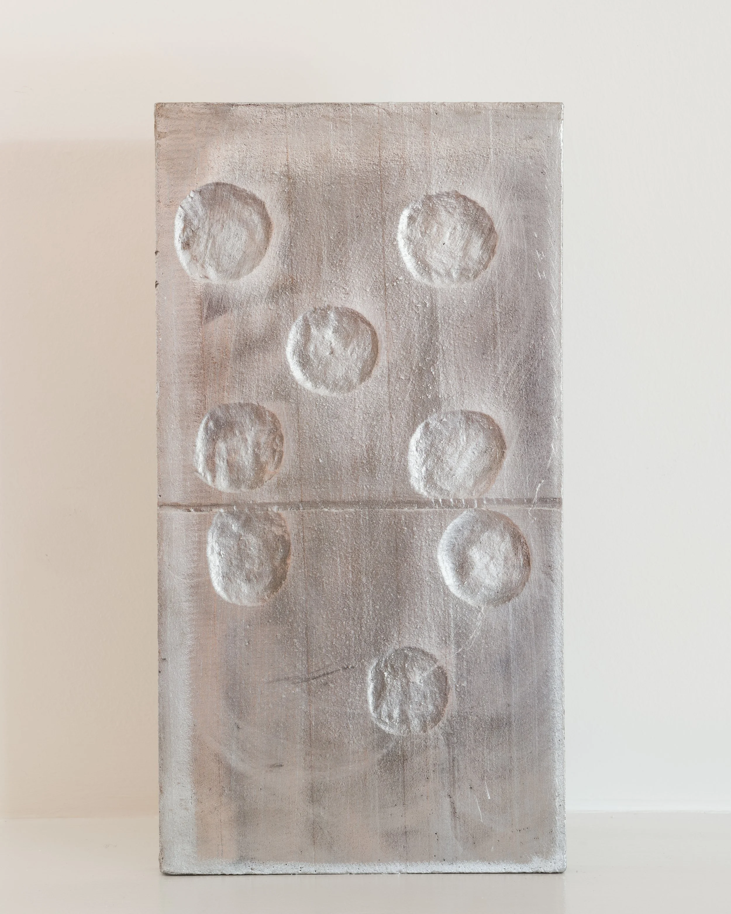 Zenobia Lee "Aluminum Domino I," 2026 Cast aluminum 20 x 9 x 1 3/4 in (50 3/4 x 23 x 4 1/2 cm)
