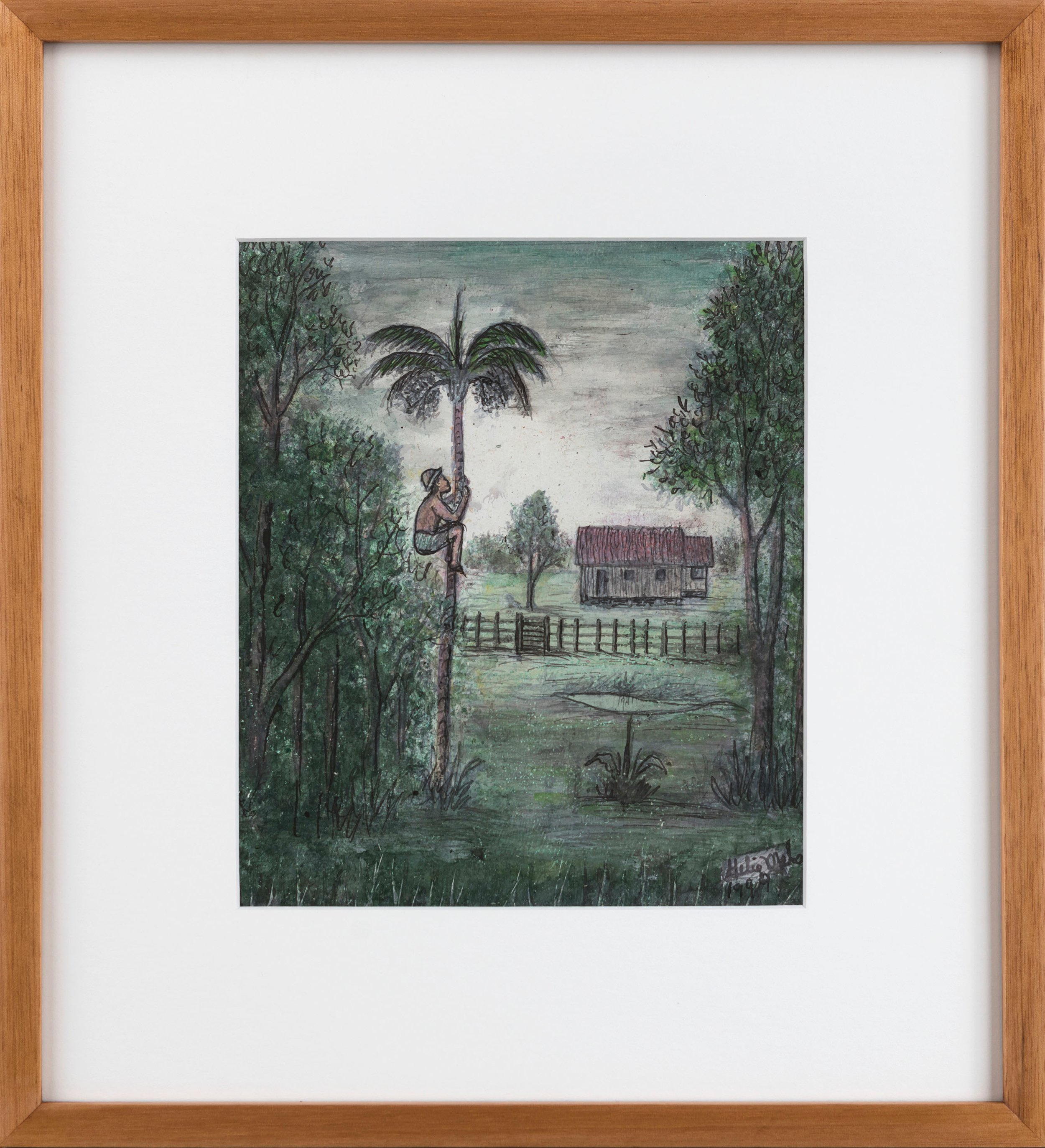 Hélio Melo "Untitled," 1999 ink and leaves' extract on cardboard 9 1/4 x 7 7/8 inches