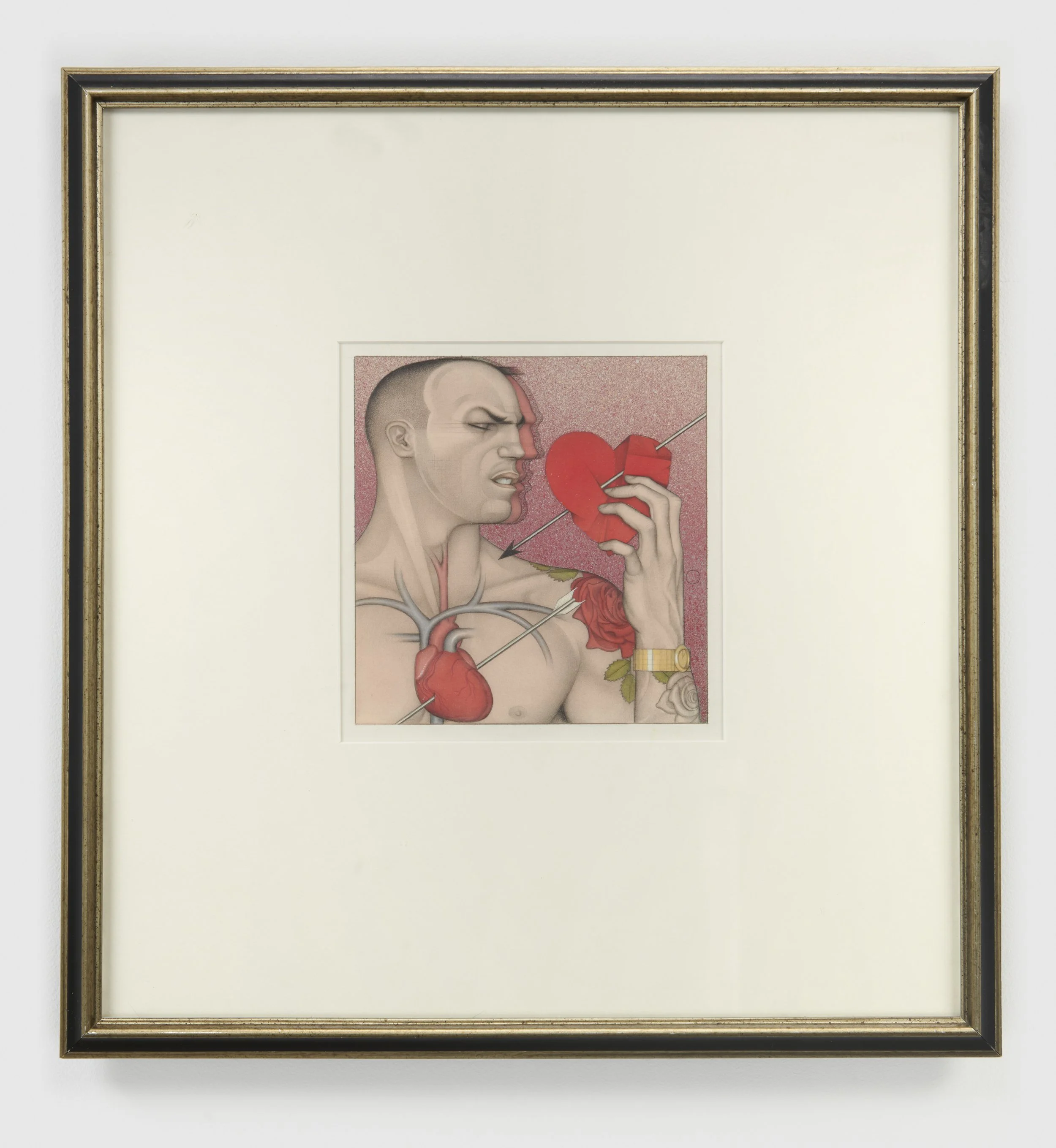 "Heart Attack", 1986 Graphite, dye, and gouache 6 1/4 x 5 3/4 inches (unframed)