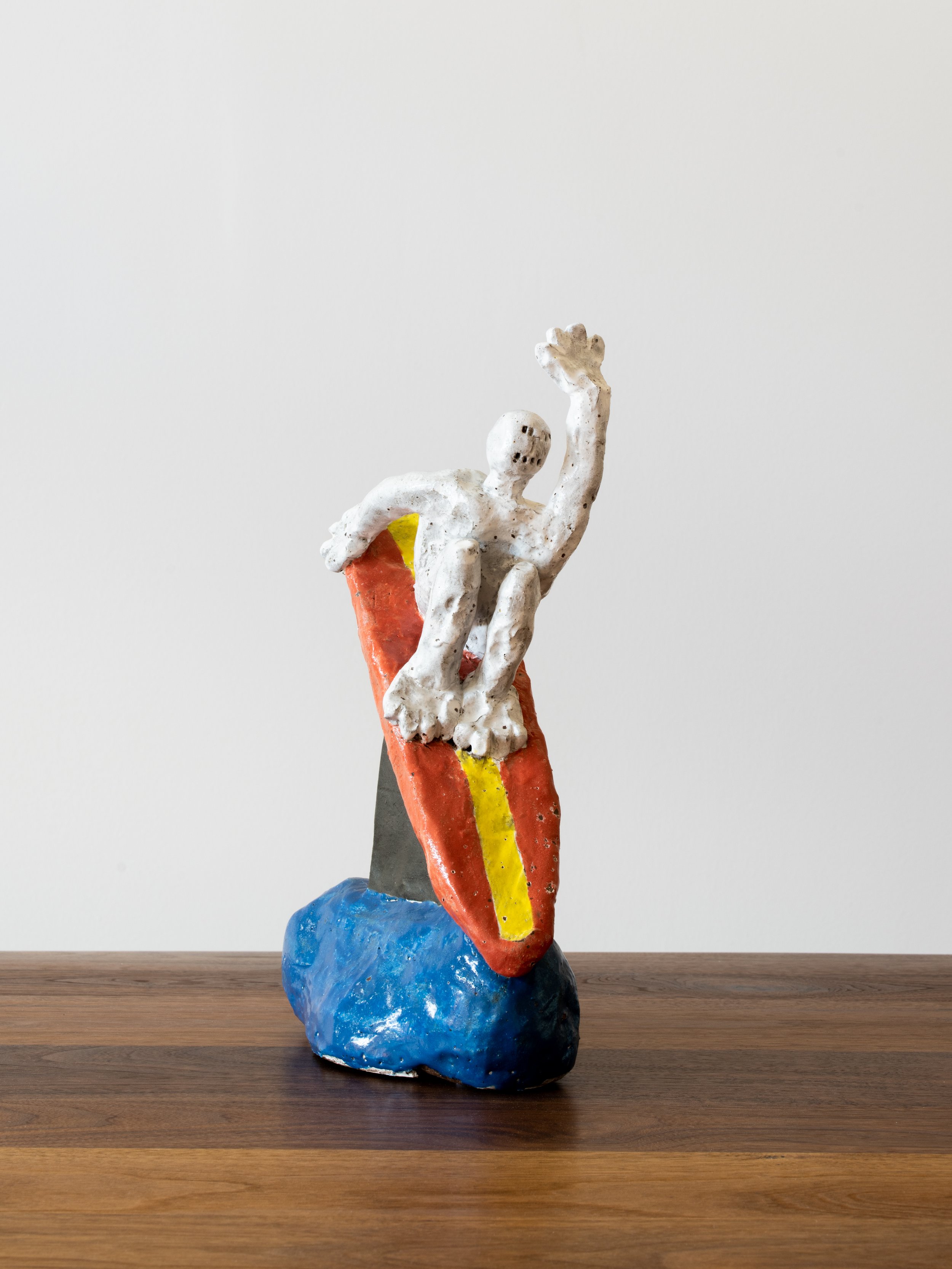 Stanley Edmondson "Gigantor Surfer (Red & Yellow Board)," 2023 Glazed ceramic