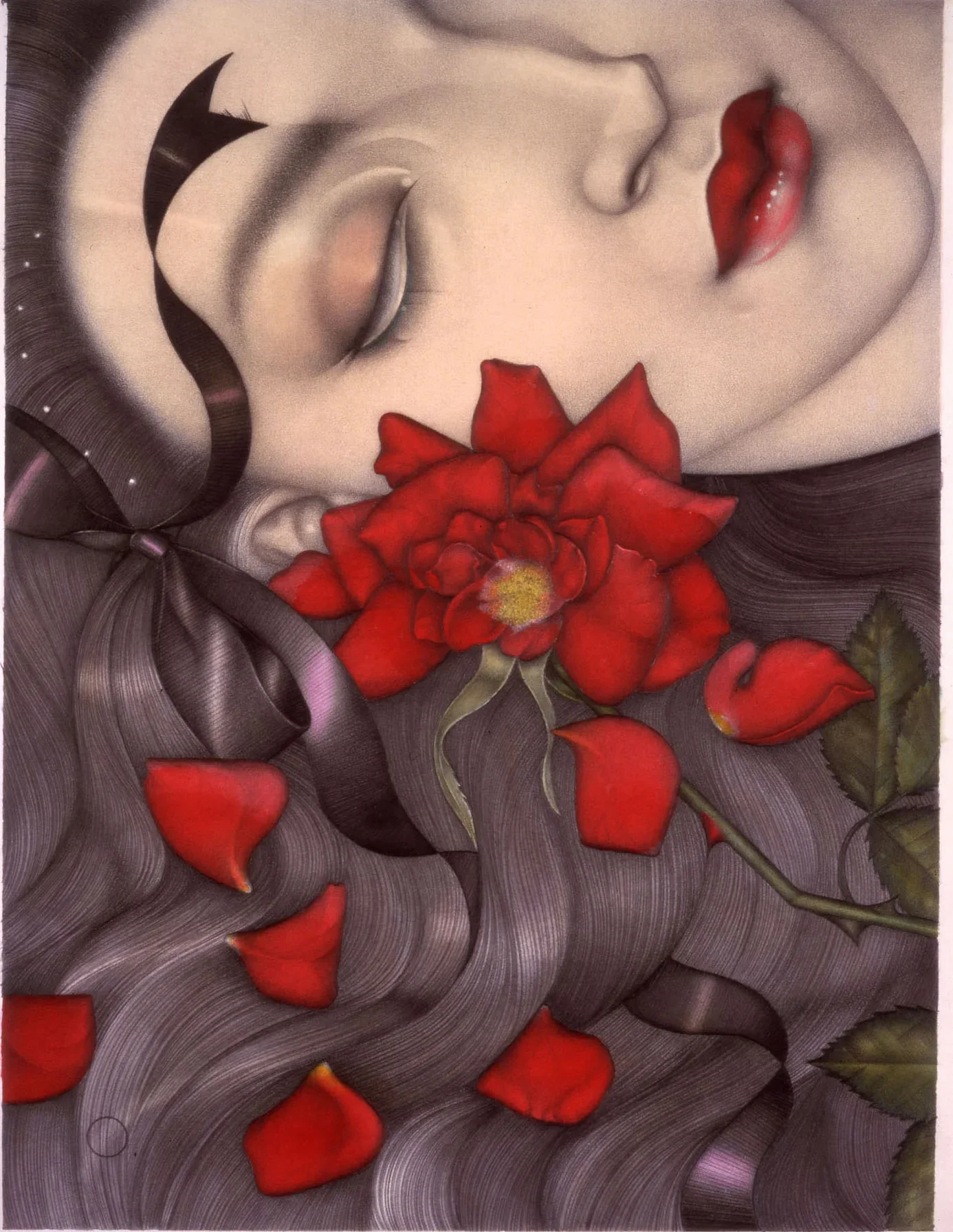"The Trail of your Blood in the Snow", 1983 Graphite and dye on board 11 x 8 1/2 inches