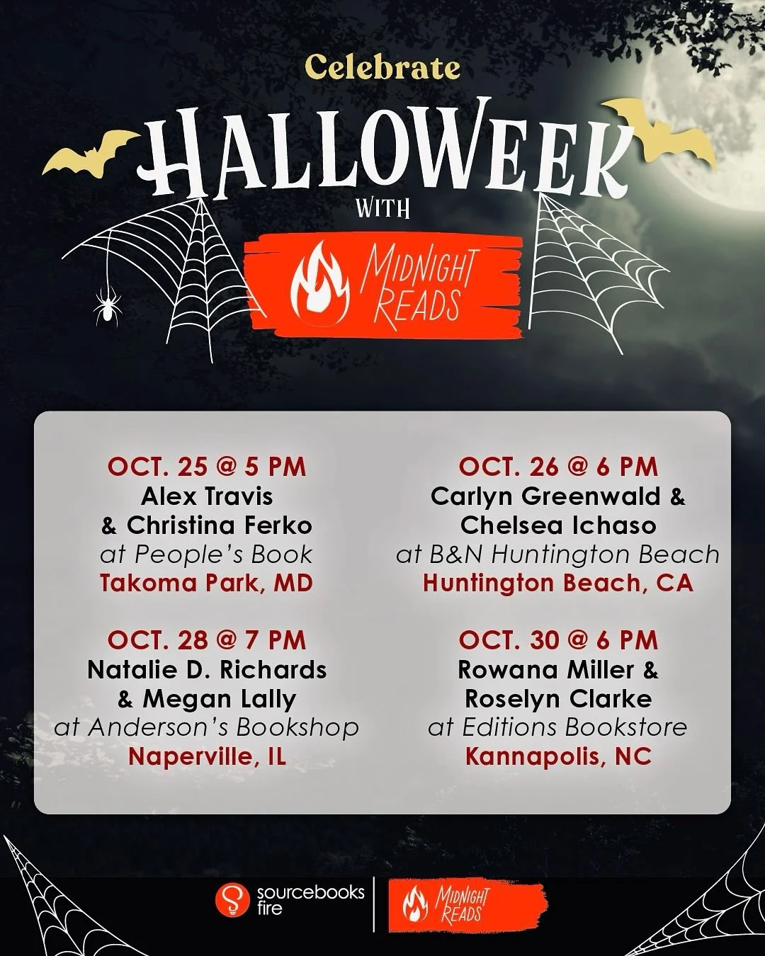 UM?! HELLO?! I get to see some of y&rsquo;all amazing people down near Charlotte, NC who love spooky season, thriller/horror YA books, and a good time at the October 30th #Halloweek event 🎃📚 from @sourcebooksfire hosted at @theswaneetheatre by @edi
