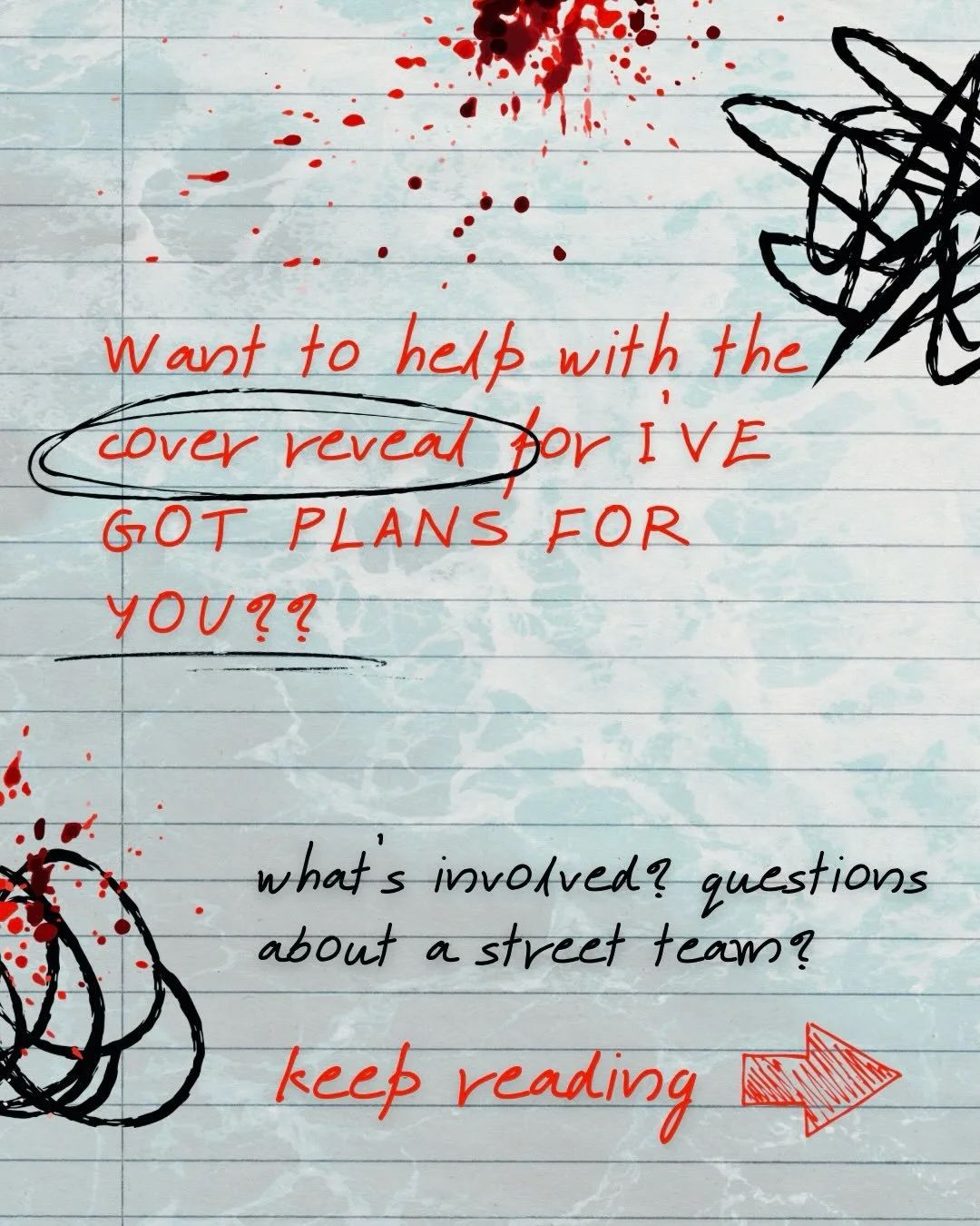🙋&zwj;♀️ COVER REVEAL CALL!! We&rsquo;re getting close to having a cover to reveal for my next YA thriller, I&rsquo;VE GOT PLANS FOR YOU, and I&rsquo;m sending out the call to see who&rsquo;s interested in helping hype it up when I get to reveal it.