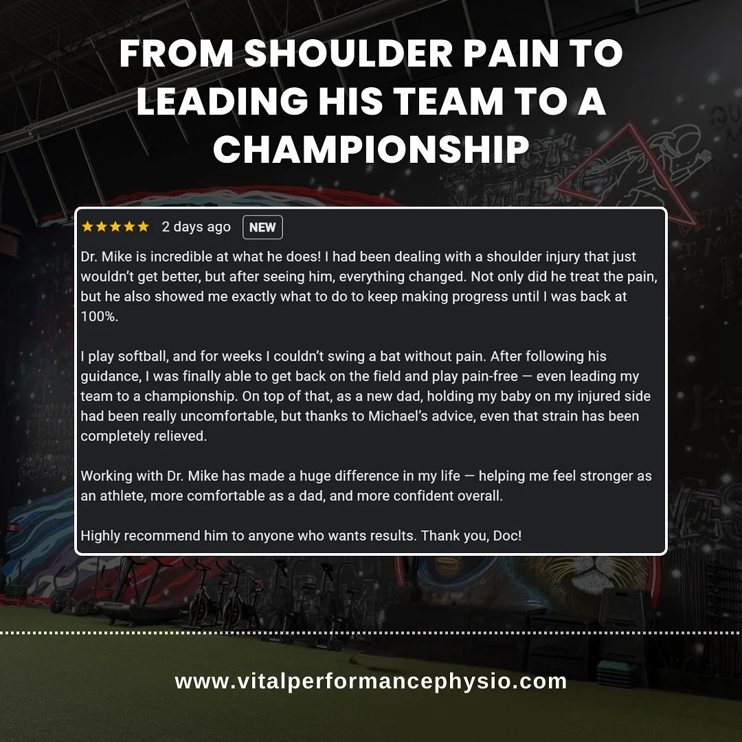 We help active adults and athletes address pain, optimize their movement, and crush their health and wellness goals!‬

‪Get in touch with us:‬
‪📧 Mike.shaddow@vitalperformancephysio.com‬
‪📲 856-606-0201

‪Or book a free 20 minute phone call using t