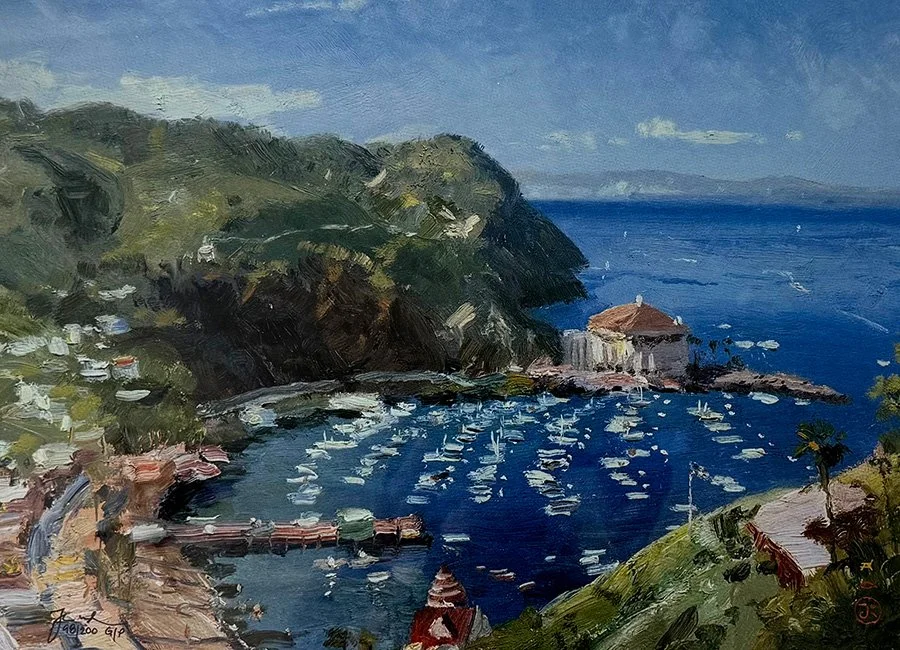 Catalina, View from Mt Ada 1998 by Thomas Kinkade (Painting) - Item Number: 12. Category: Art. Retail Value: $420