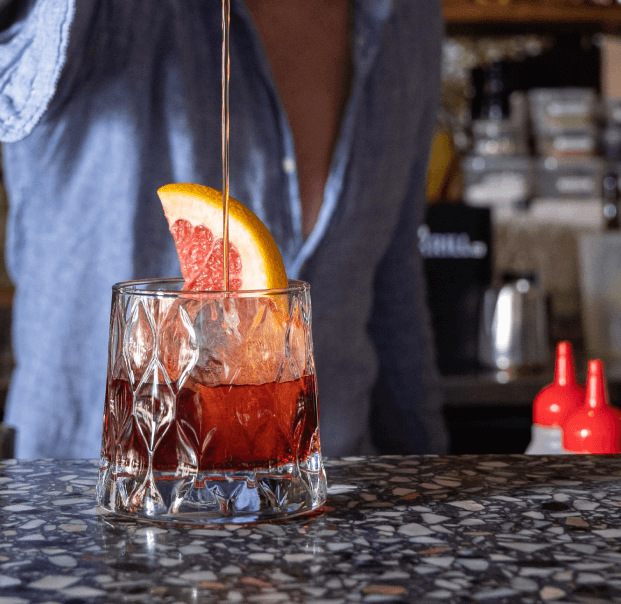 Grapefruit slice in a cocktail