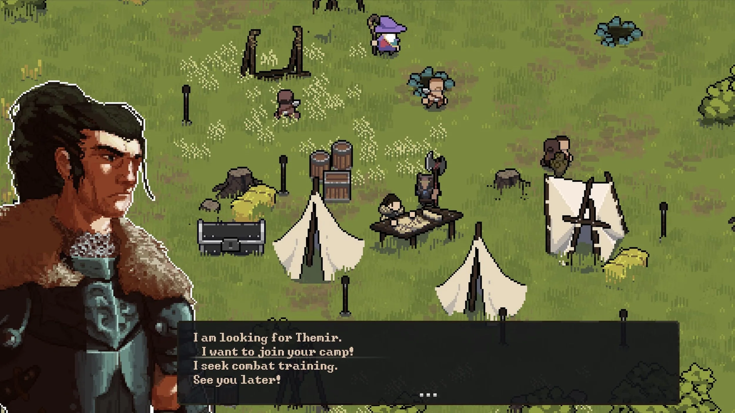 Pale Coins dialogue scene with a large character portrait