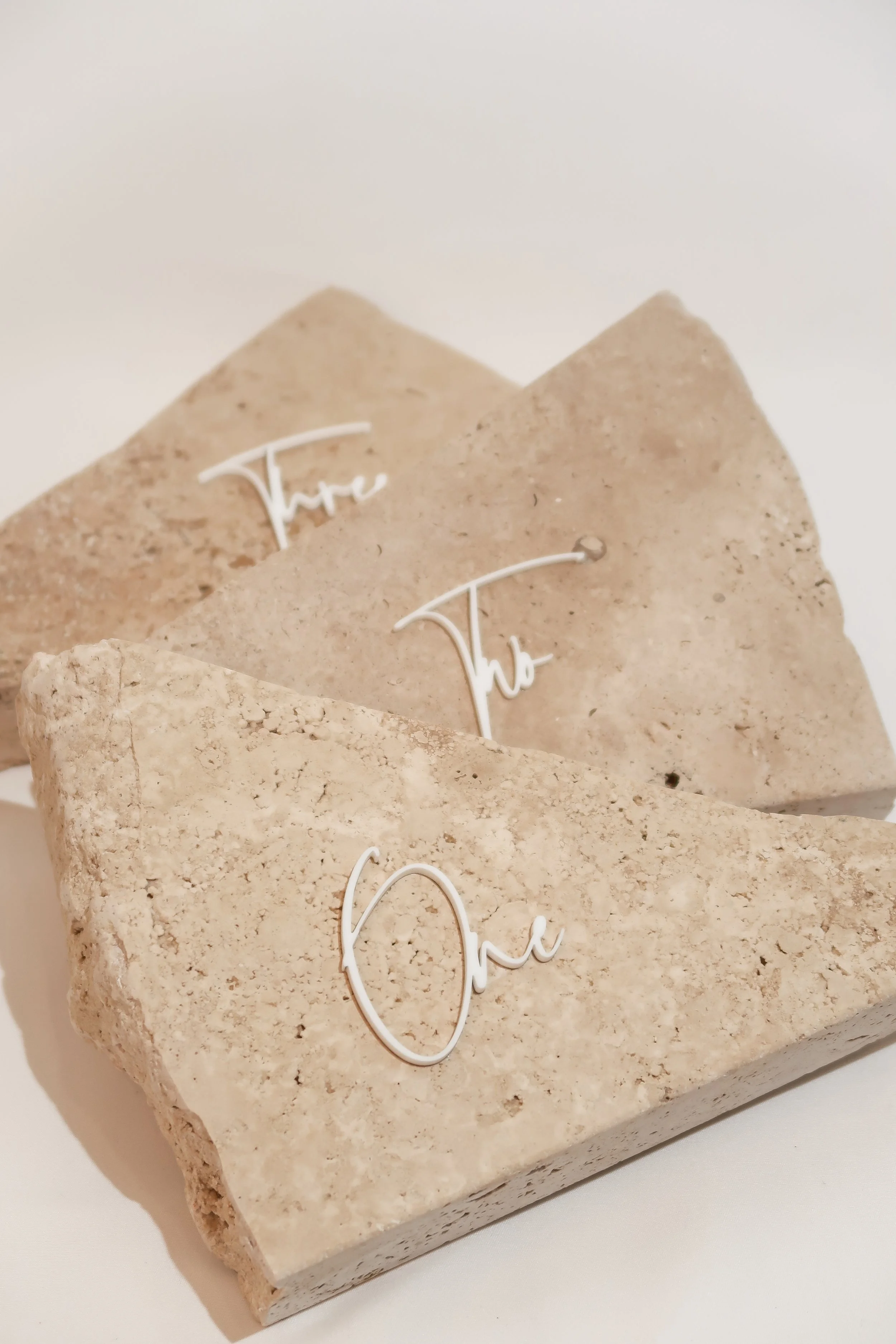 Travertine Stone Table Numbers — Lovers Lane Weddings & Events
