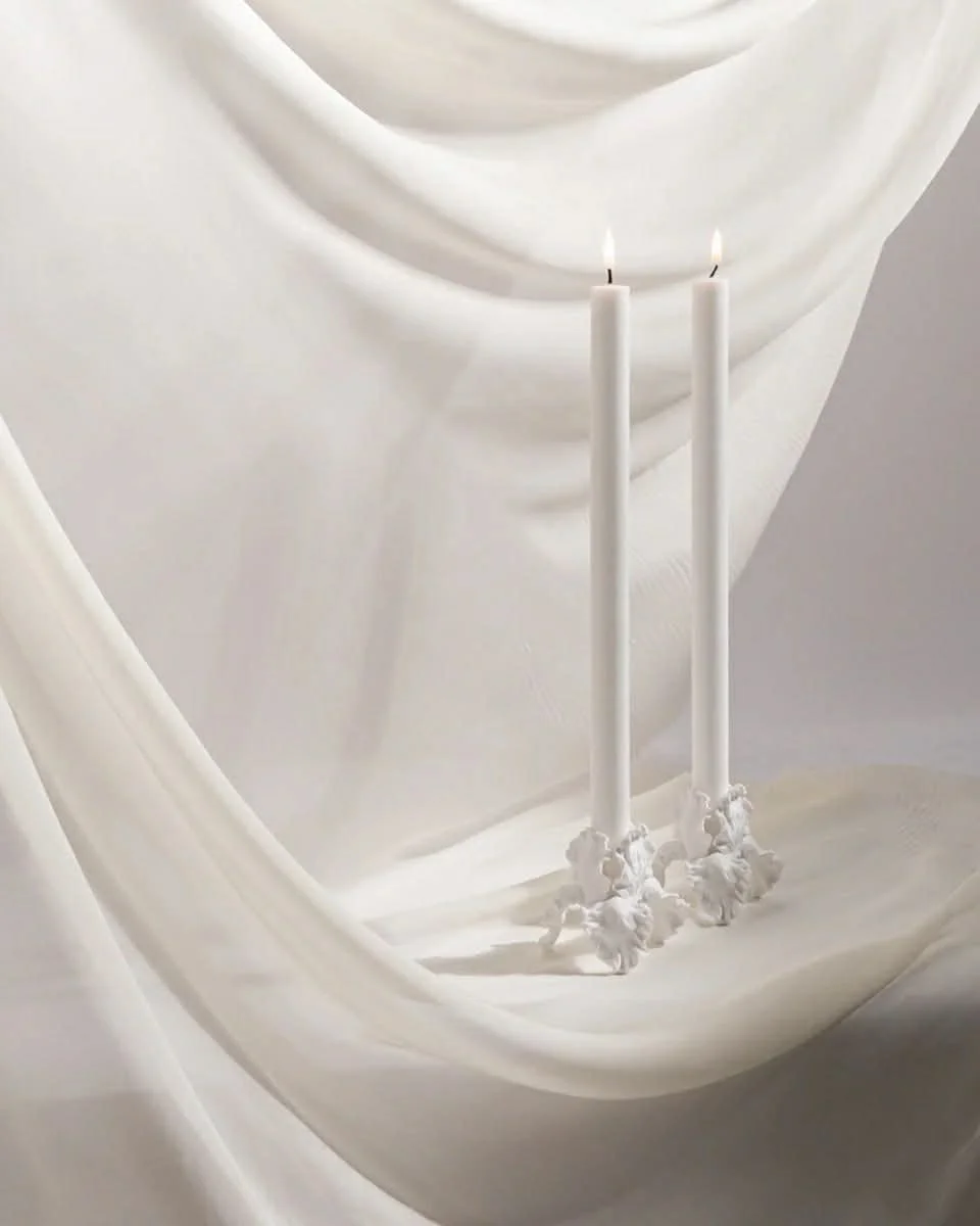 IVORY FLOWER CANDLE HOLDER