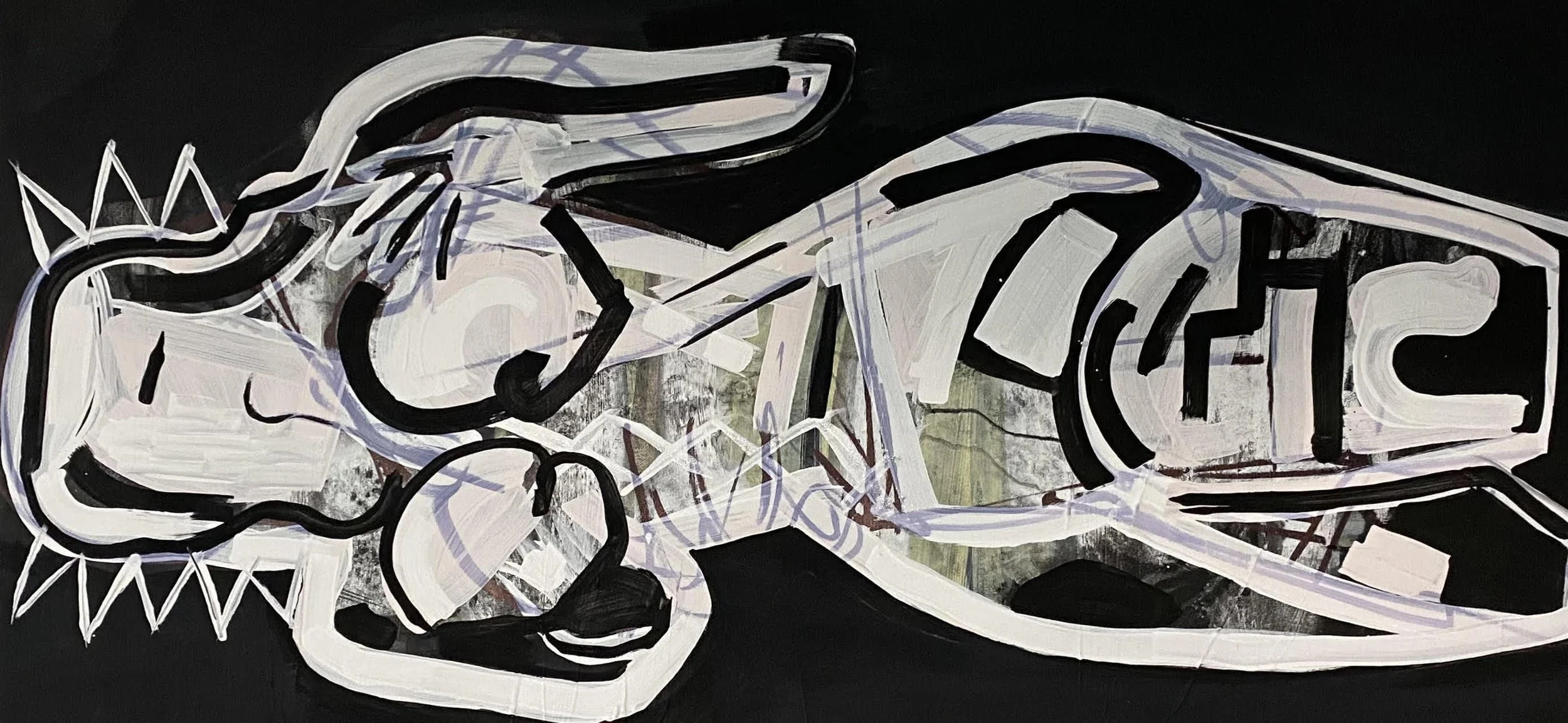 Black and white painting with acrylic