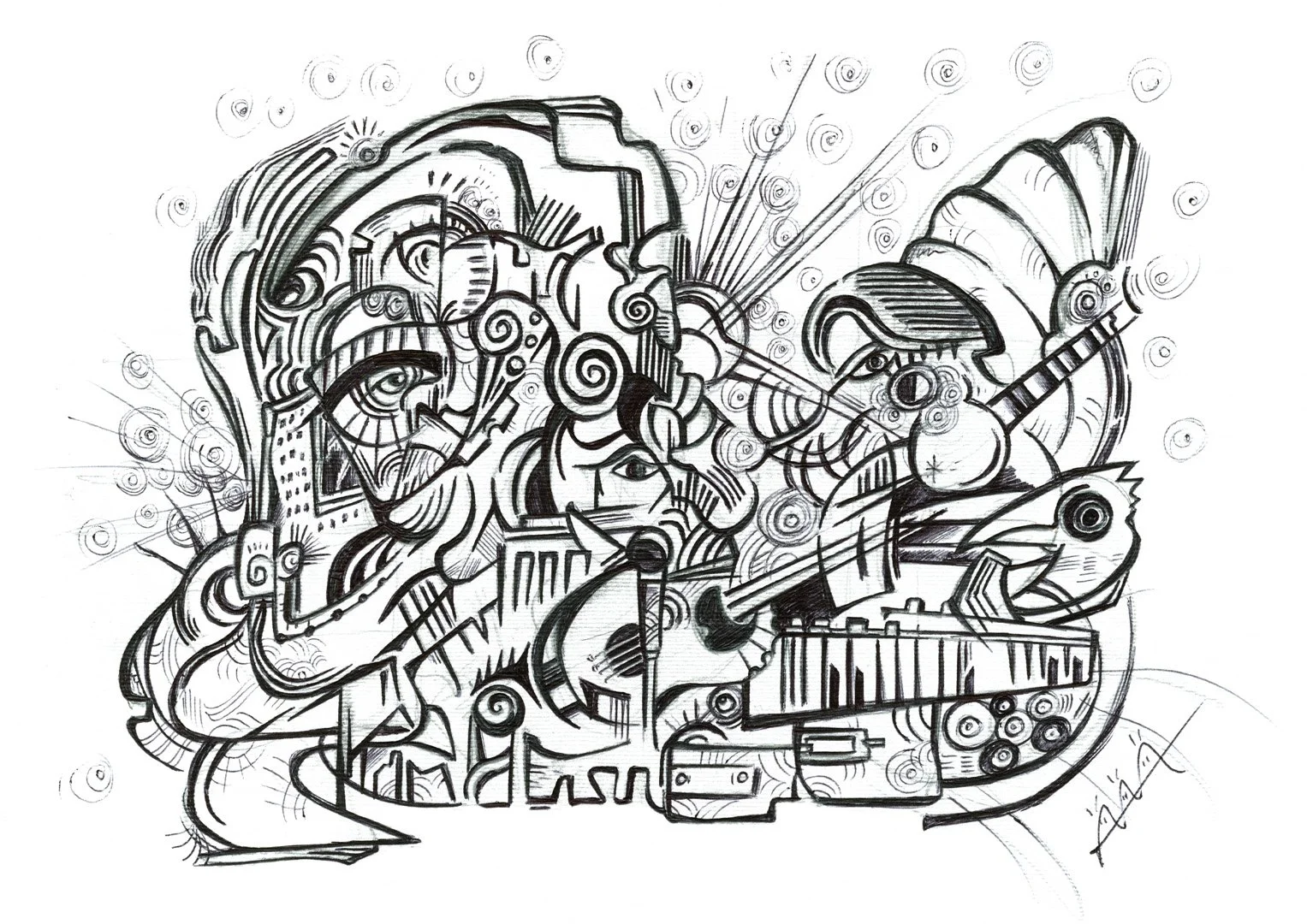 Three musicians playing, free folk