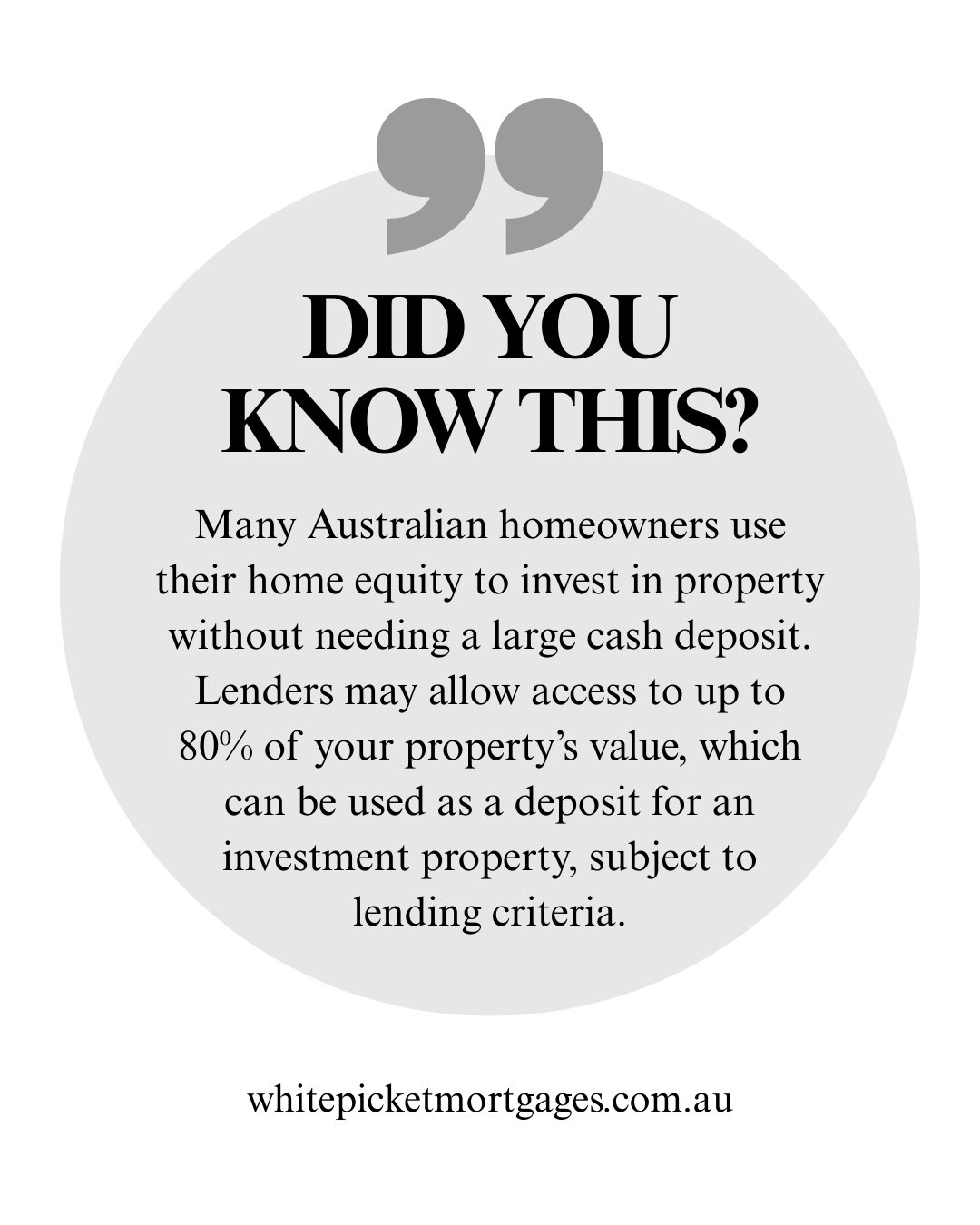 Many property investors are not using cash savings to get started. They are using the equity already built in their home.

By leveraging equity, you may be able to secure a deposit for an investment property and start building a portfolio sooner. It 