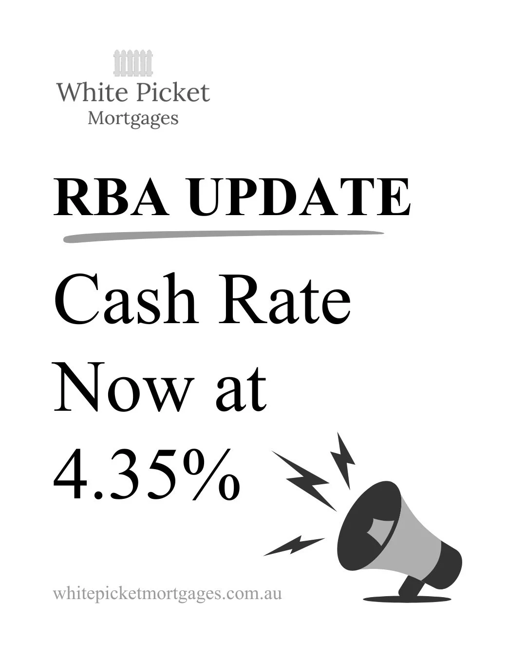 𝐂𝐚𝐬𝐡 𝐑𝐚𝐭𝐞 𝐍𝐨𝐰 𝐚𝐭 𝟒.𝟑𝟓%

Australia&rsquo;s official cash rate has increased by 25 basis points to 4.35% as inflation pressures continue to build across the economy.

Rising fuel and commodity prices, stronger demand, and ongoing global