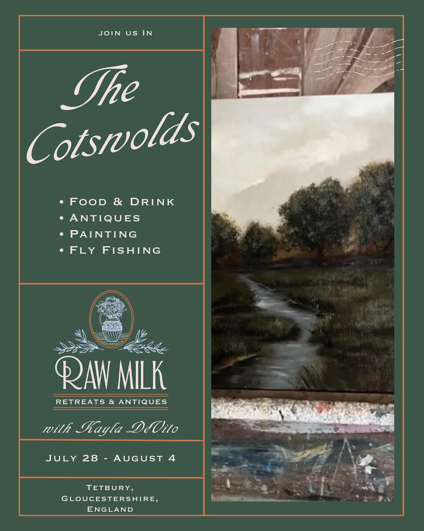 I&rsquo;m absolutely thrilled to announce that Kayla DeVito of @amidstthealders will be joining us in the Cotswolds this summer! She will be running painting workshops over the course of our week&rsquo;s stay in gorgeous Tetbury. A handful of rooms r