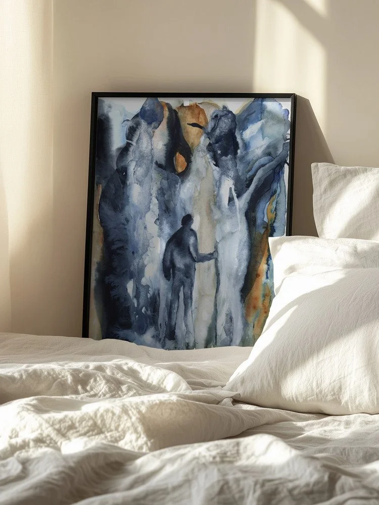 Hiker at Gate Mockup-bed-sheets-black-frame-5x7.jpg