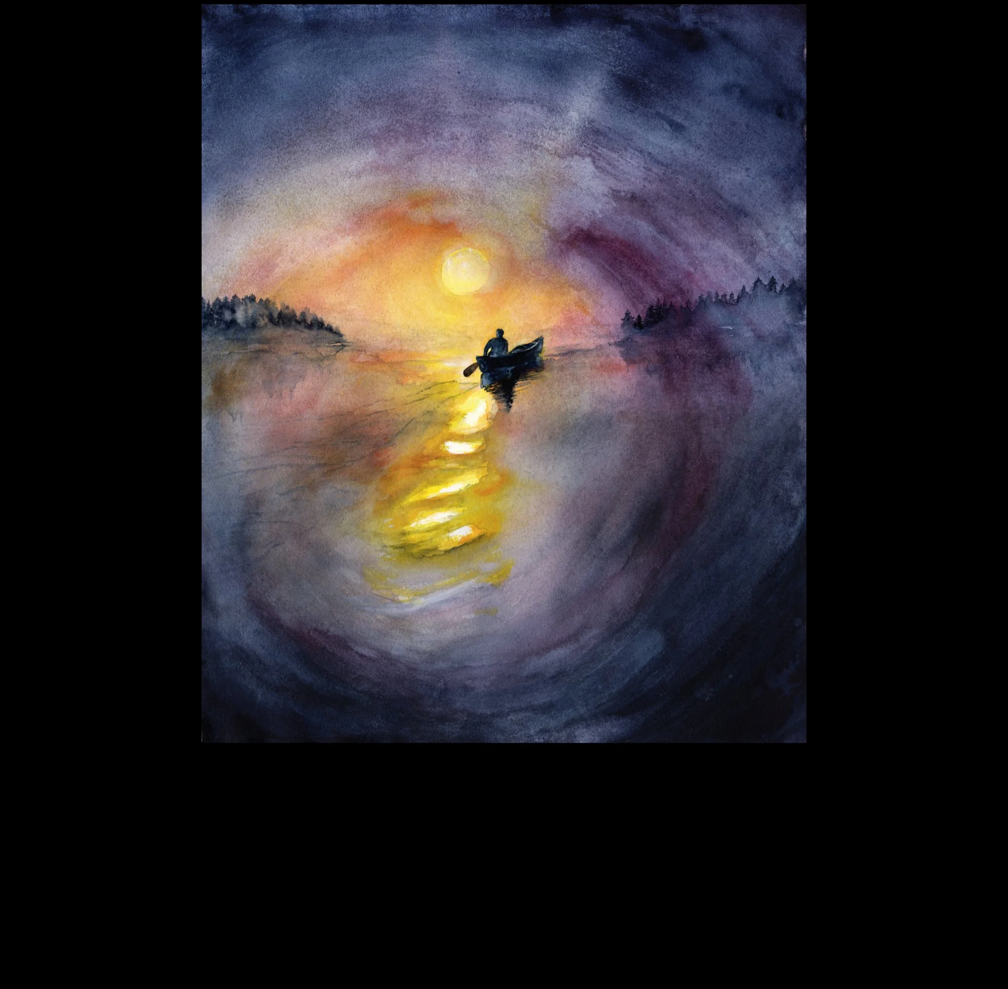 Night Paddle Watercolor