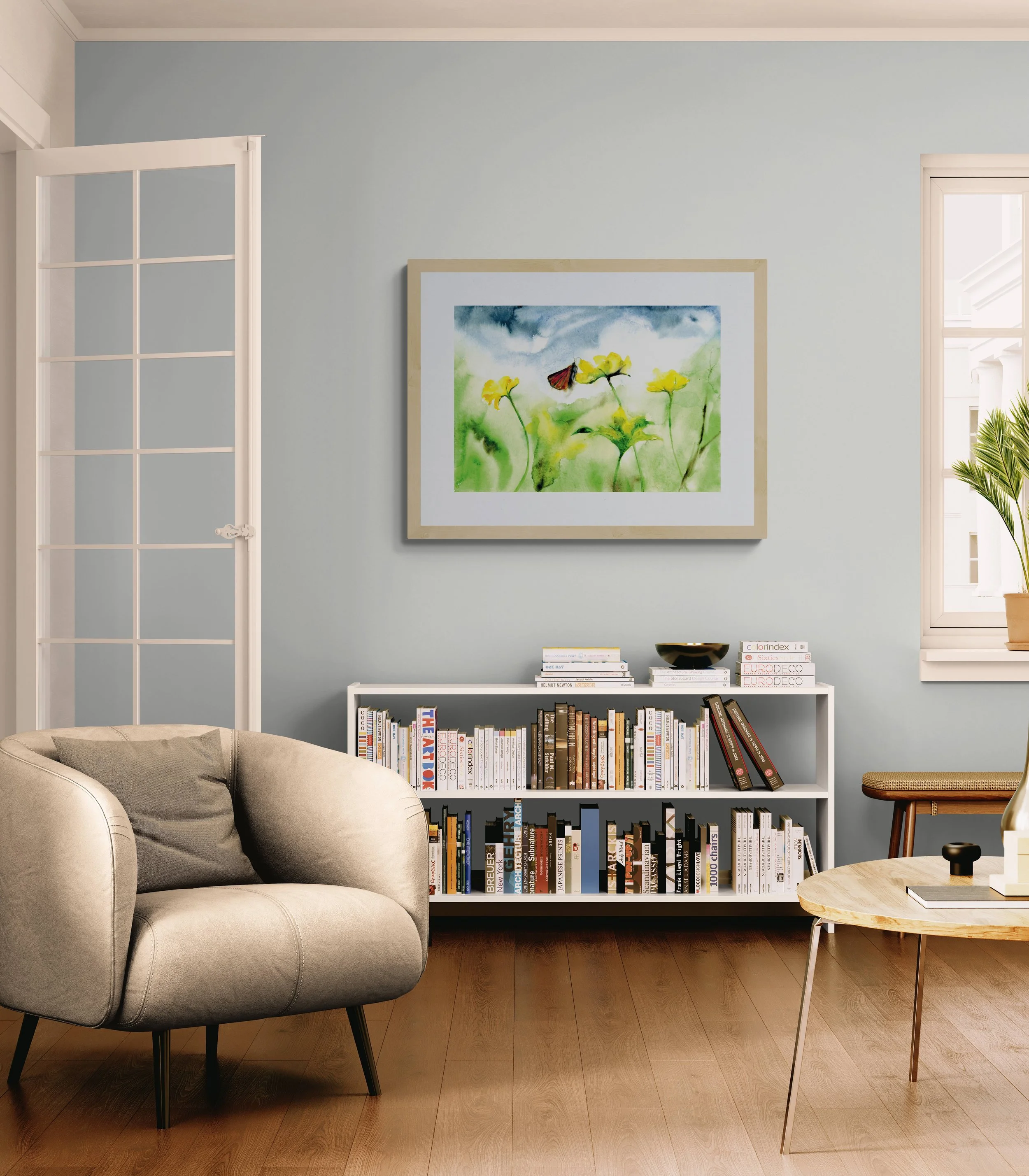 Blue Sky Butterfly above bookcase.jpg