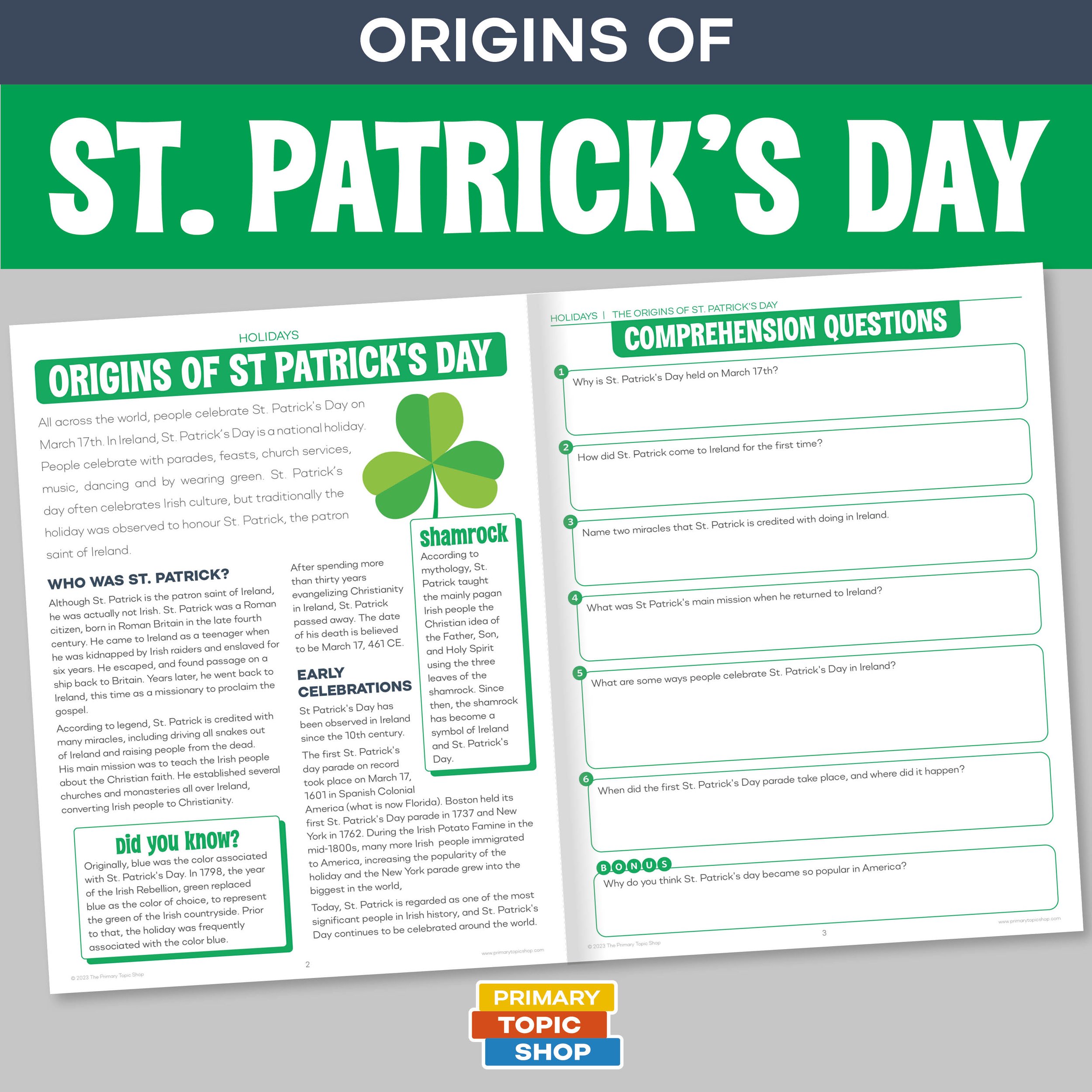 Five Classroom Activities for St. Patrick’s Day — Primary Topic Shop