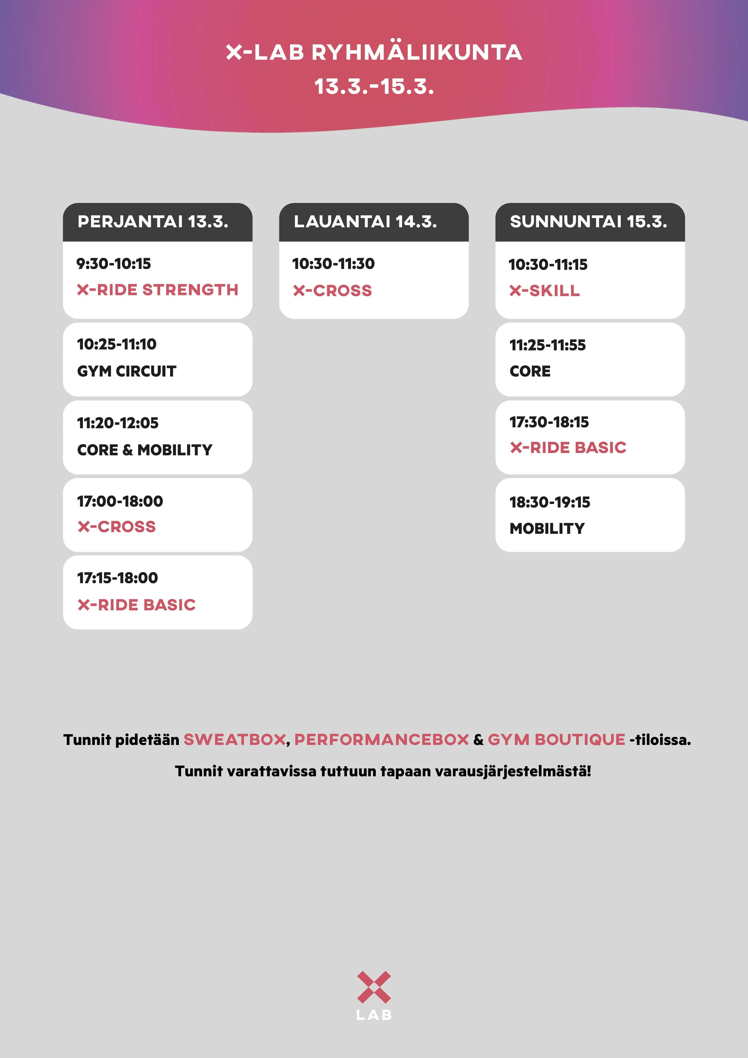 Ryhmäliikuntasalin lattiaremontti 13.-15.3.