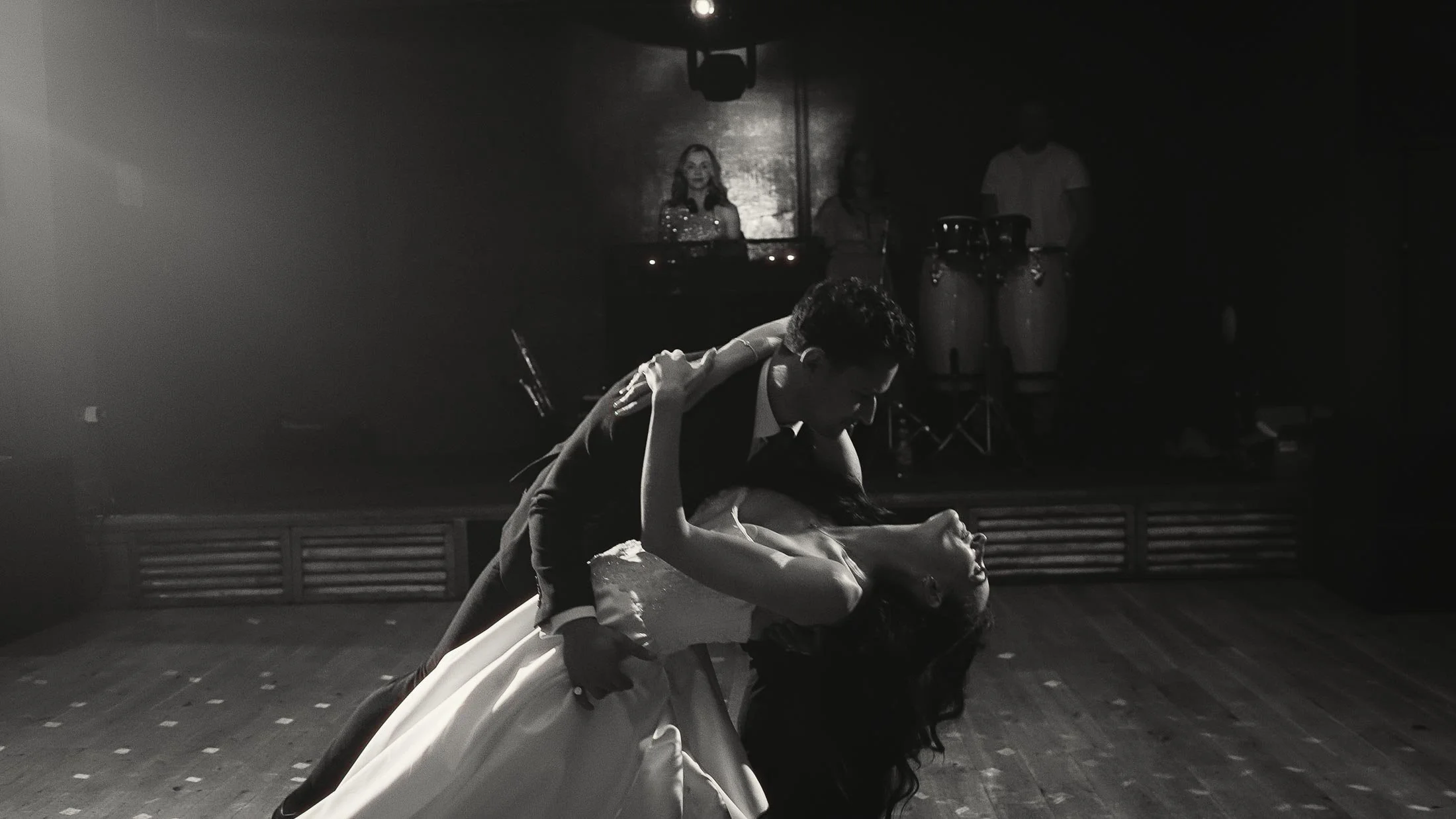 Bride and Grooms first dance in The Gillyflower at Elmore Court.