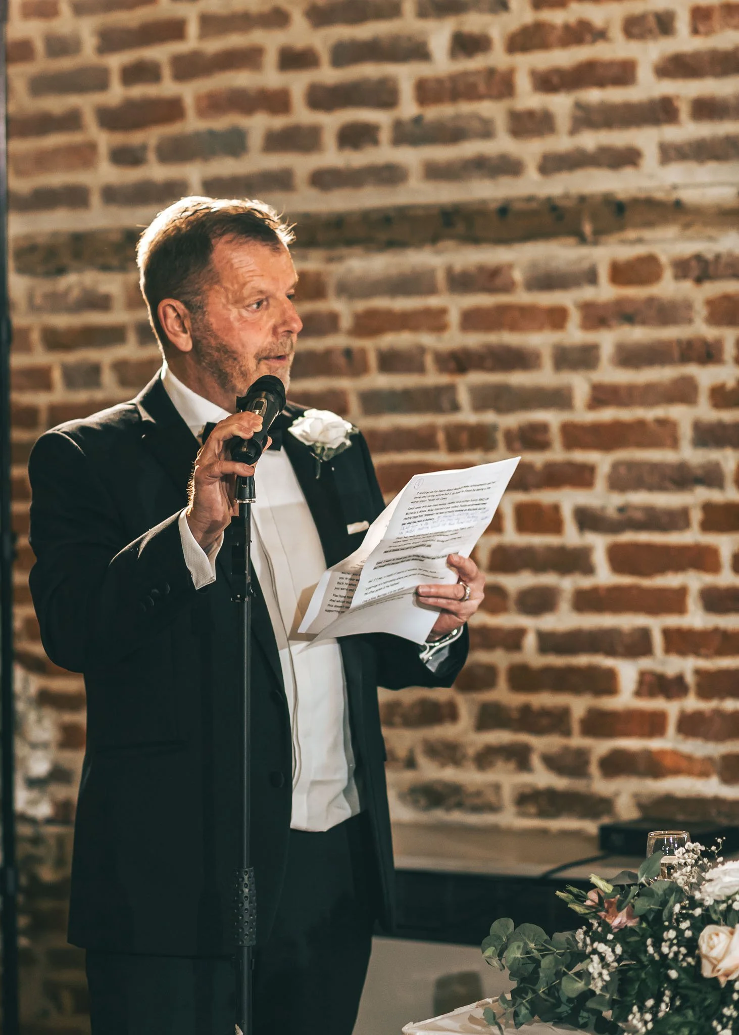 Father of the Bride delivers an emotional wedding speech as he is captured by a high-end photography and videography team