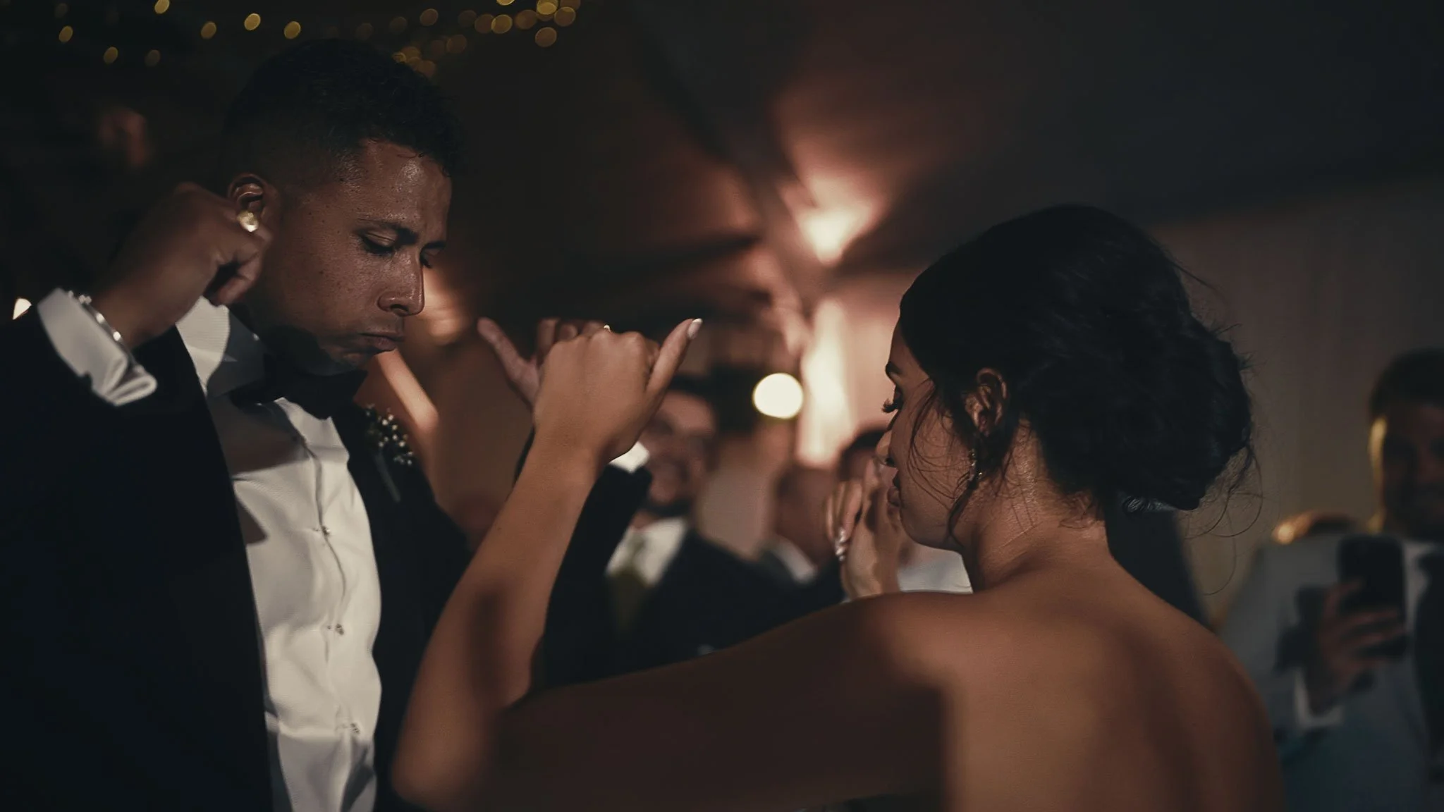 A cinematic wedding videography shot from a black tie wedding at Botleys Mansion in Surrey, filmed by Luke Batchelor productions.