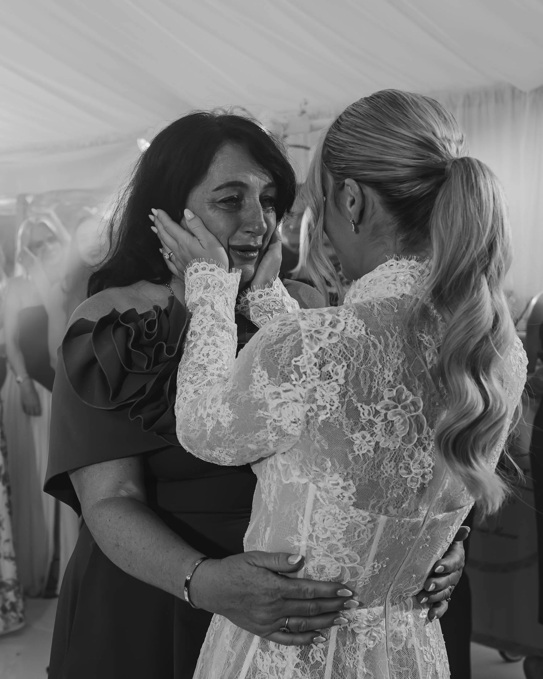 Highly emotive wedding film and photography moment as the Mother of the Bride cries during the first dance.