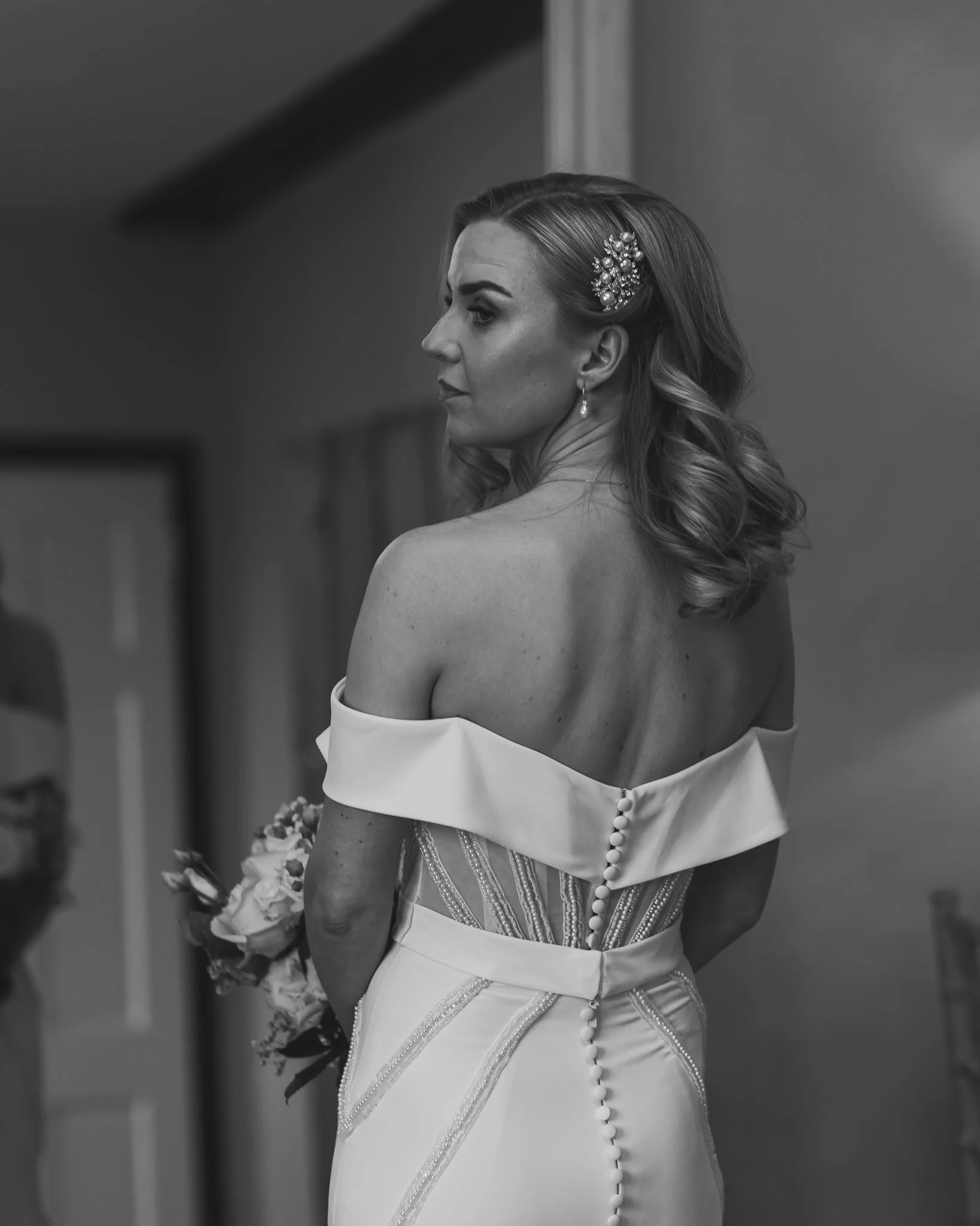 A luxury timeless wedding photograph in an editorial style, captured by wedding photographer Luke Batchelor Productions.