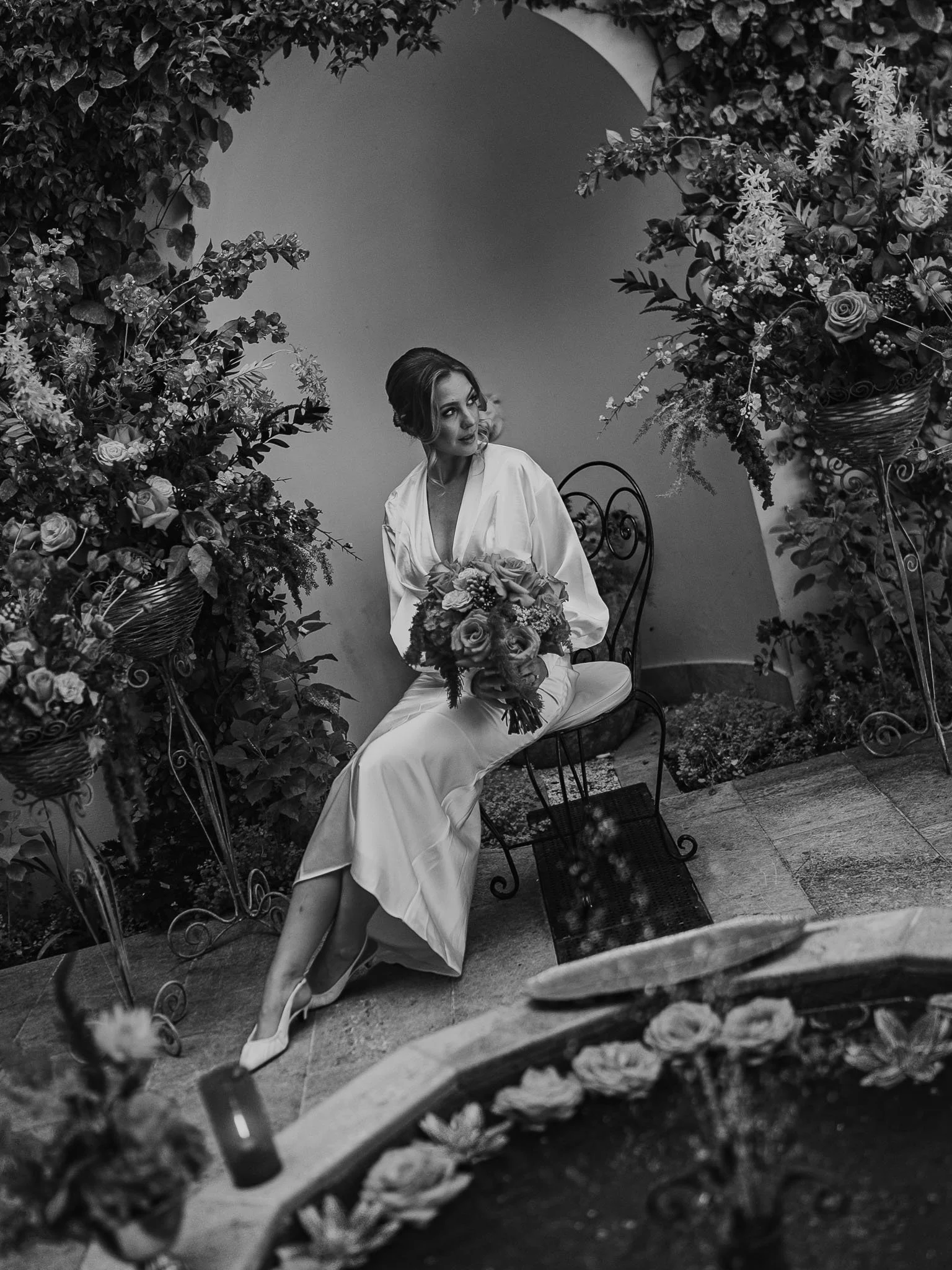 A luxury timeless wedding photograph in an editorial style, captured by wedding photographer Luke Batchelor Productions.