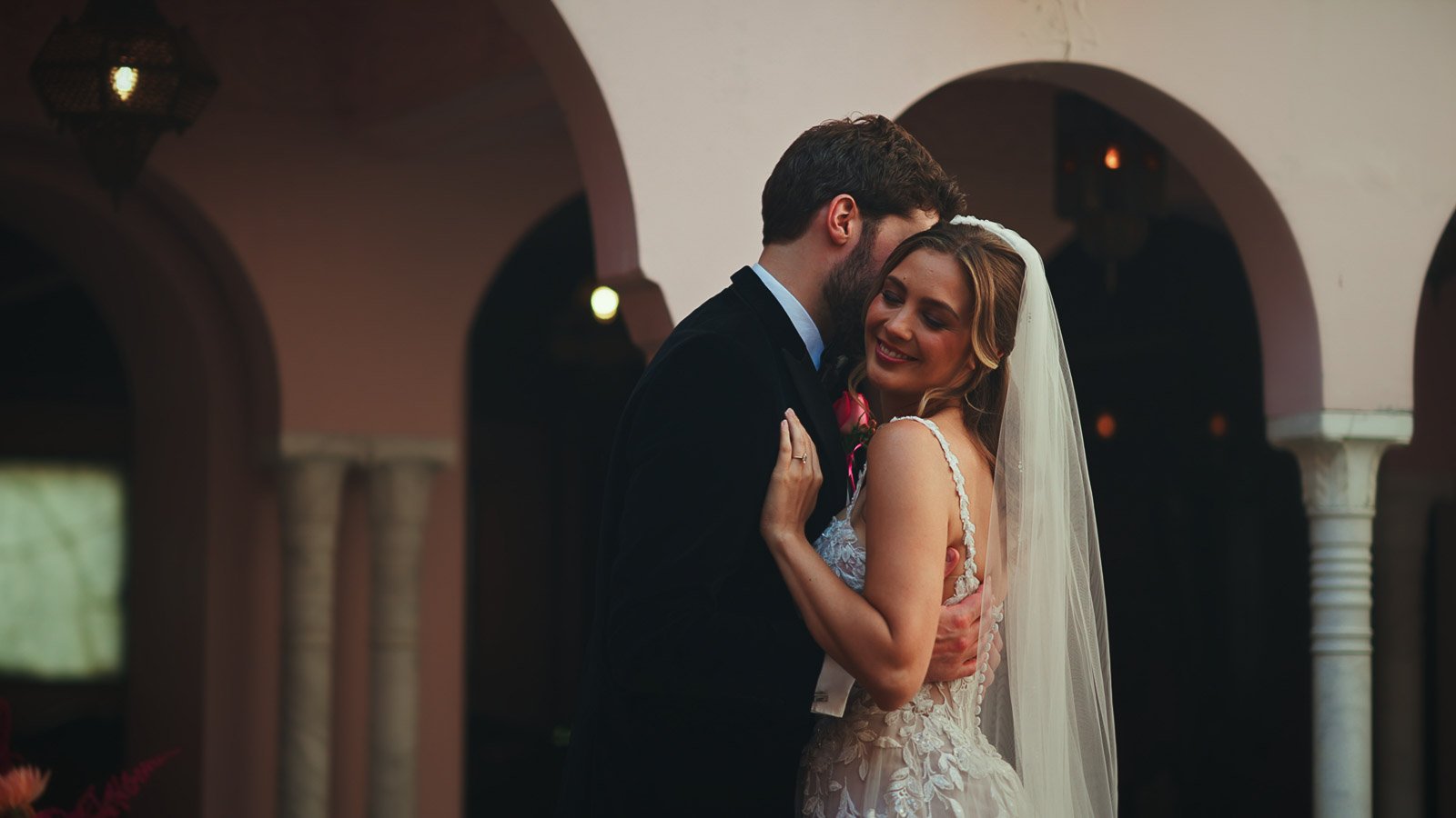 Port Lympne courtyard atmosphere with bold florals and editorial finish
