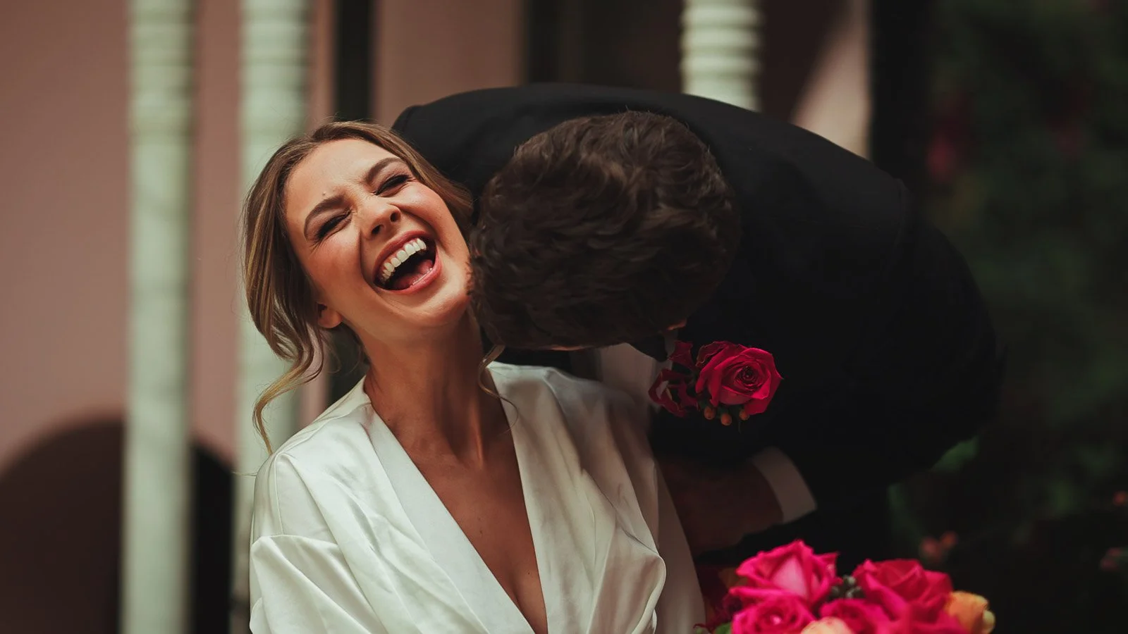 Black tie styling paired with bold palette for modern fine art feel