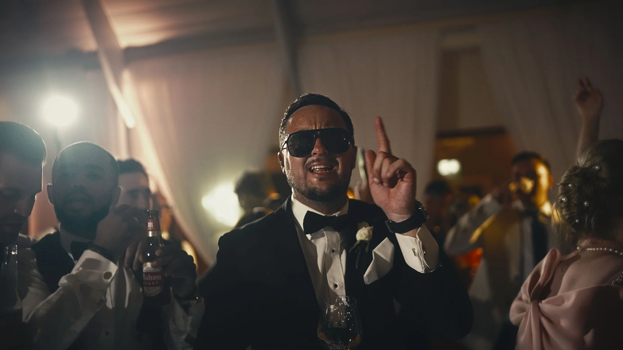 A cinematic wedding videography still from a luxury wedding at Botleys Mansion in Surrey, captured by Luke Batchelor Productions.