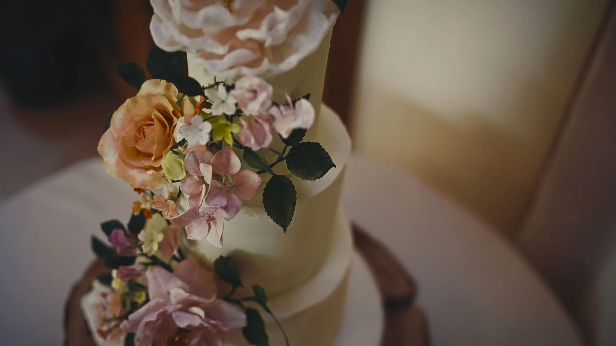 Wedding morning bridal preparations and detail shots from a black tie wedding video shot at The Old Kent Barn.