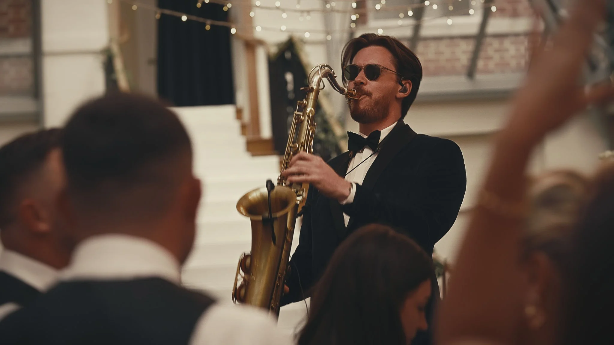 A cinematic wedding videography shot from a black tie wedding at Botleys Mansion in Surrey, filmed by Luke Batchelor productions.