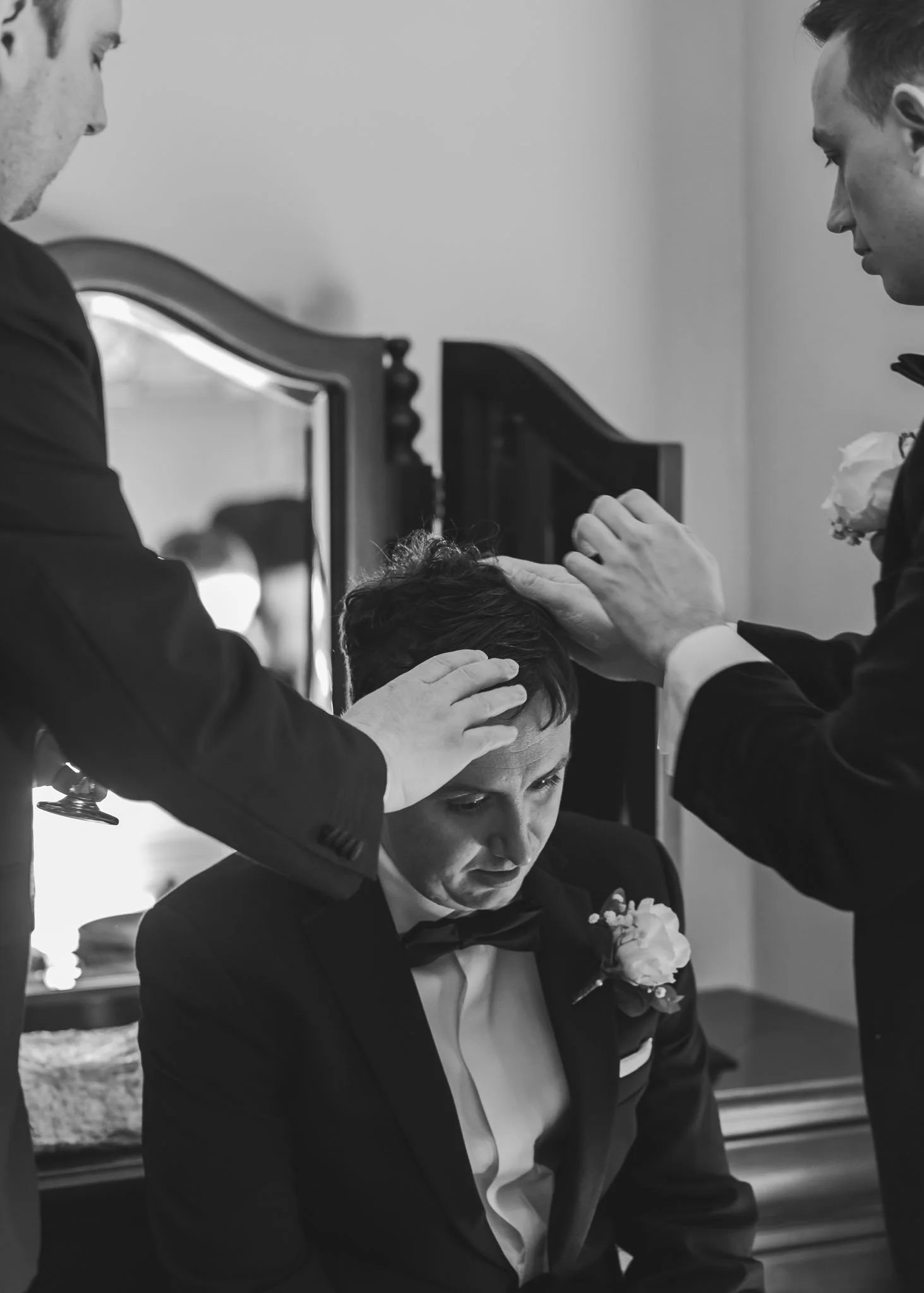 A luxury timeless wedding photograph in an editorial style, captured by wedding photographer Luke Batchelor Productions.