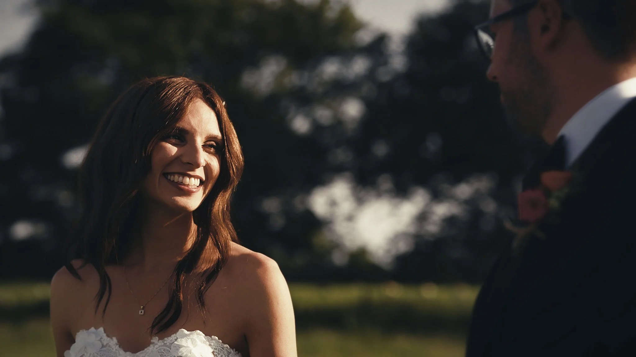An editorial style couples portrait session from a black tie wedding at The Old Kent Barn, captured by Kent wedding videographer Luke Batchelor Productions.