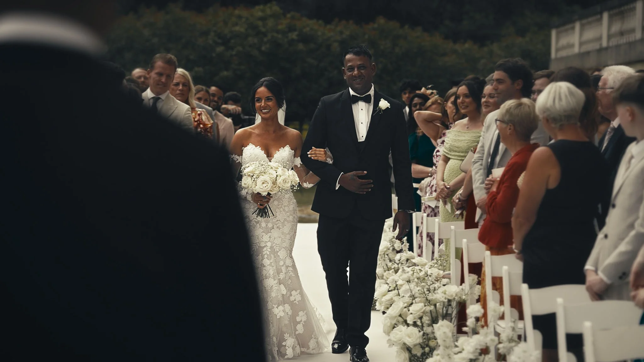 A cinematic wedding videography still from a luxury wedding at Botleys Mansion in Surrey, captured by Luke Batchelor Productions.