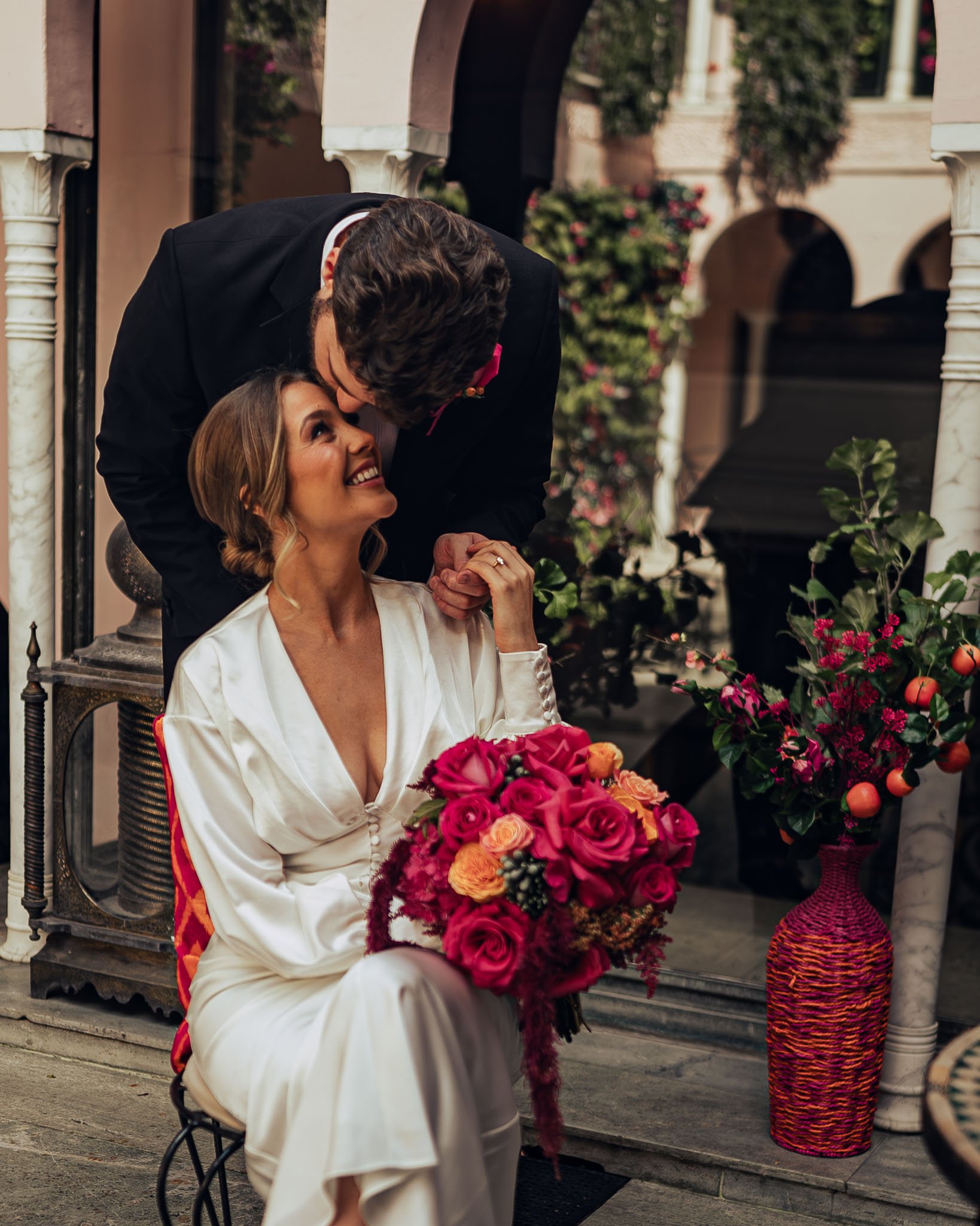 Black-tie wedding photography and videography capturing modern, fashion-led portraits