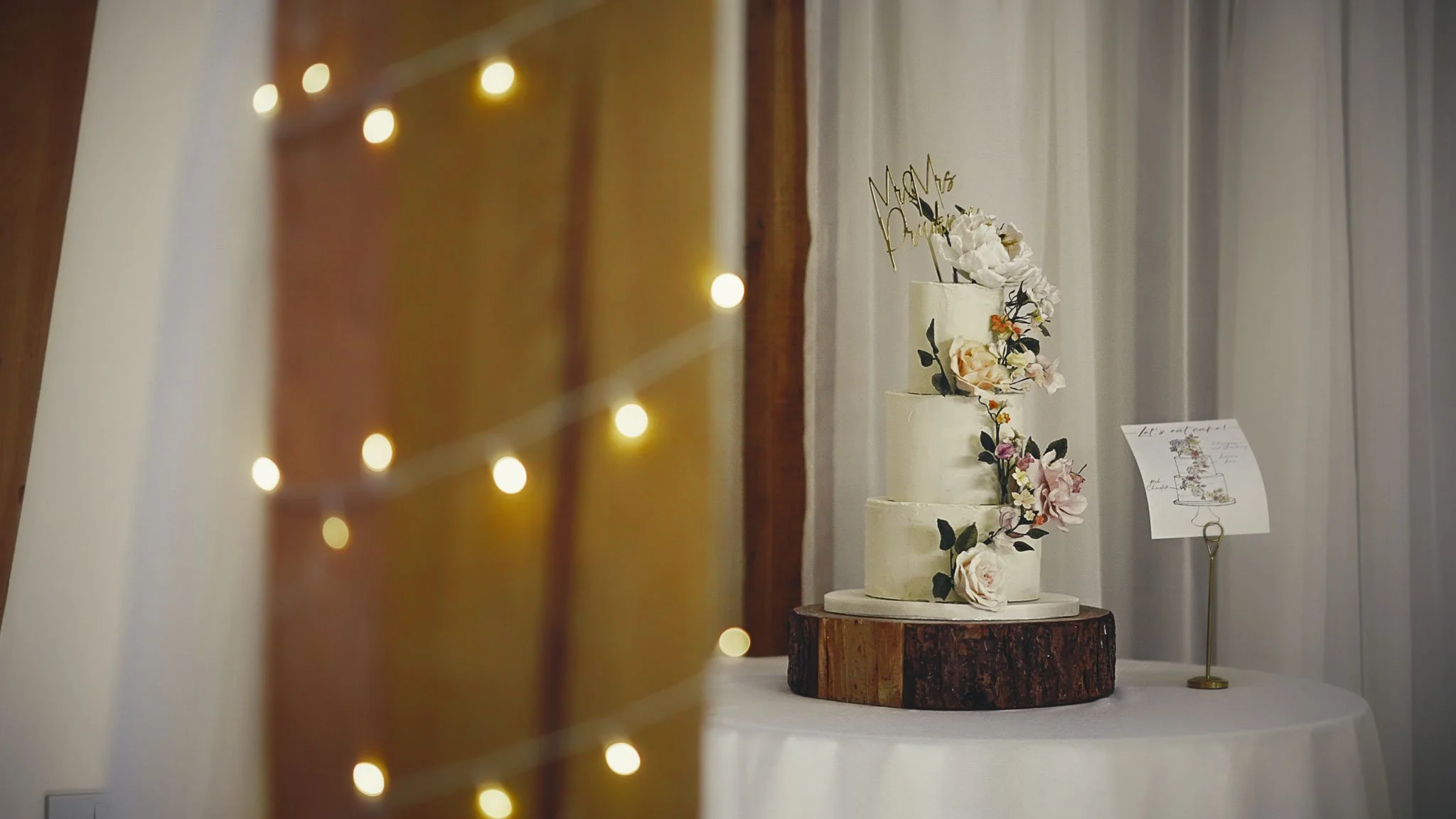 Wedding morning bridal preparations and detail shots from a black tie wedding video shot at The Old Kent Barn.