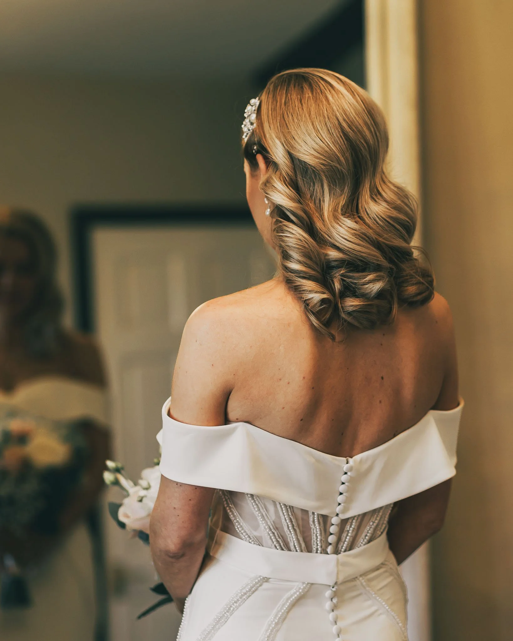 A luxury timeless wedding photograph in an editorial style, captured by wedding photographer Luke Batchelor Productions.