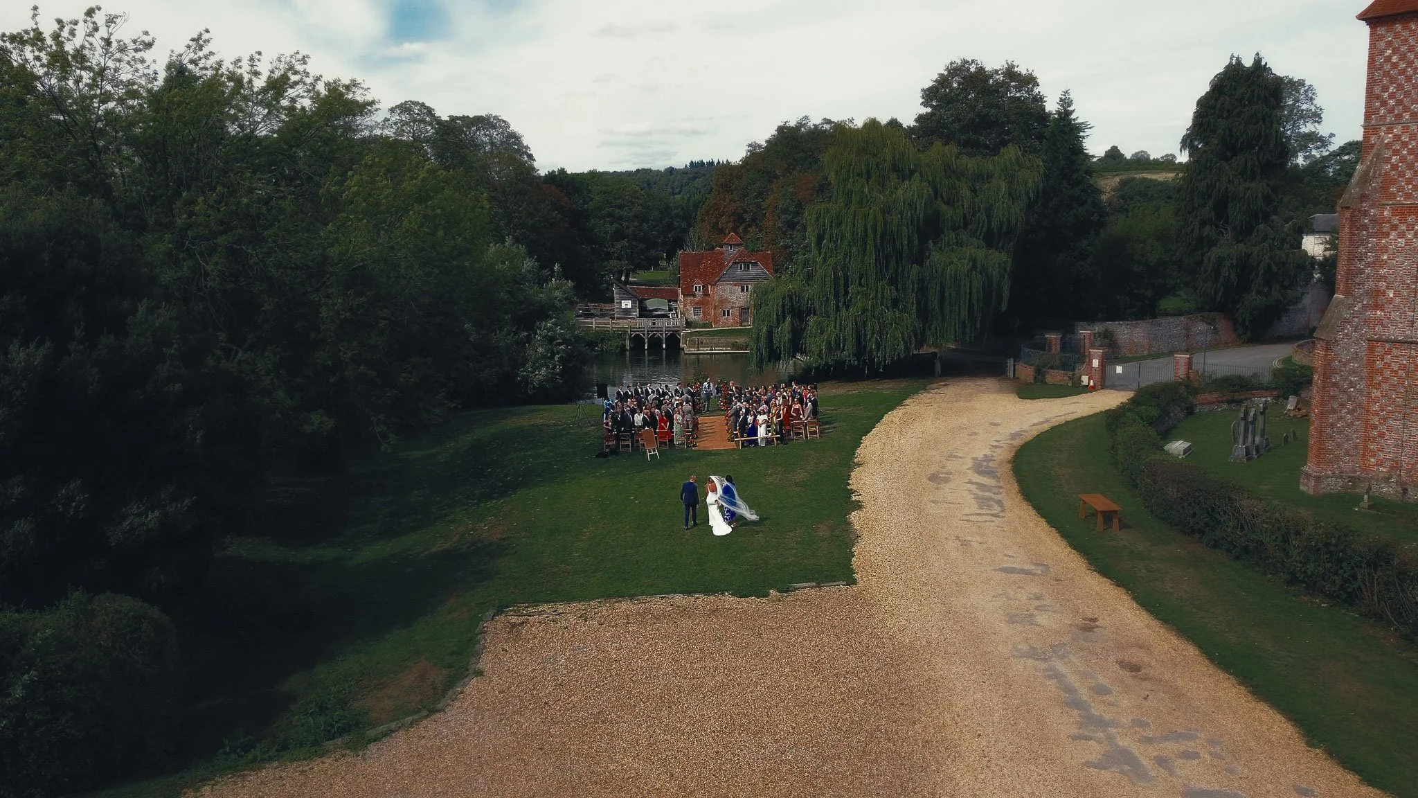 A cinematic wedding videography shot from an Oxfordshire wedding, captured by videographer Luke Batchelor Productions.