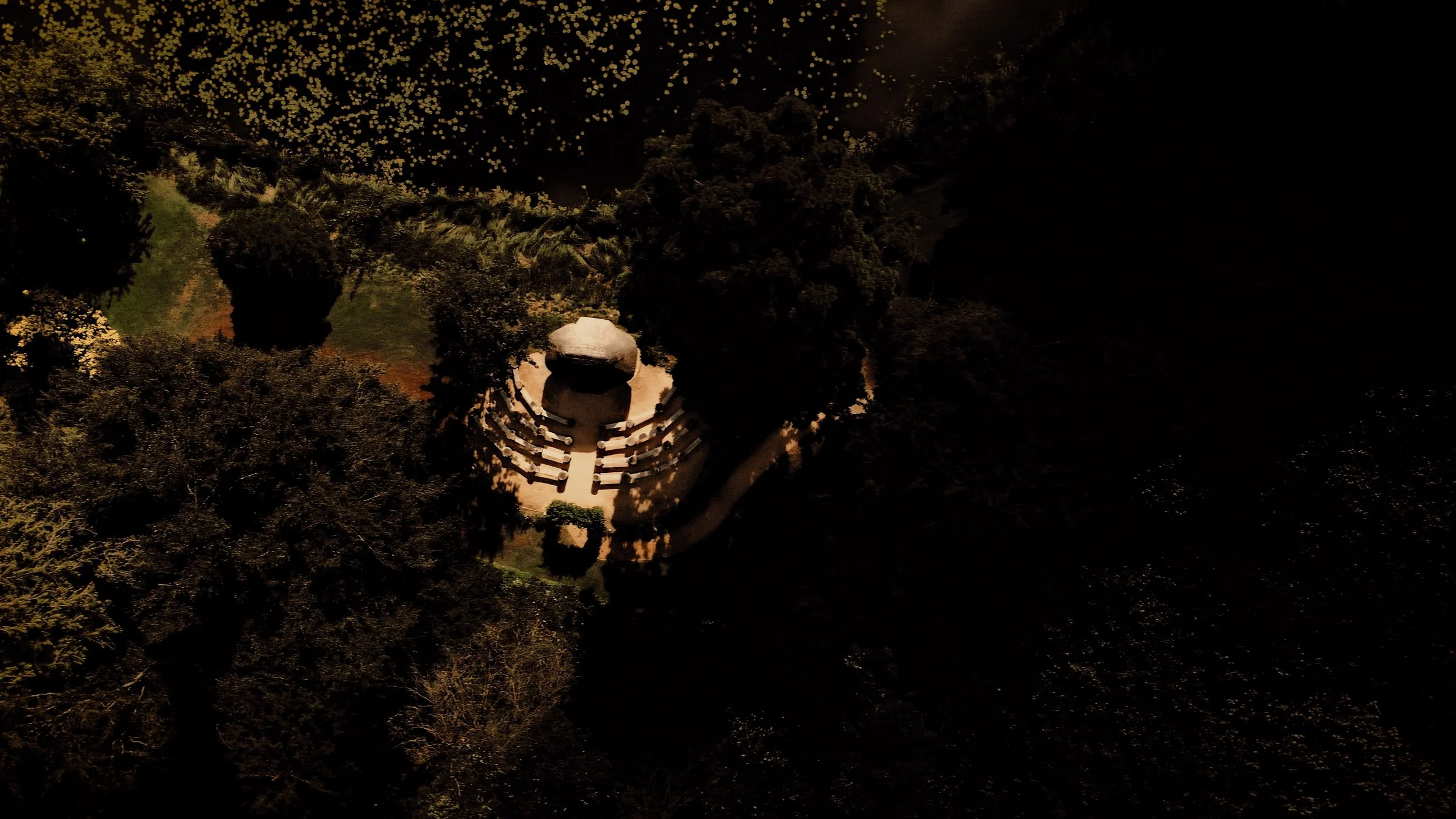 Aerial view of The Lapa ceremony space at The Orangery Maidstone set by the lake