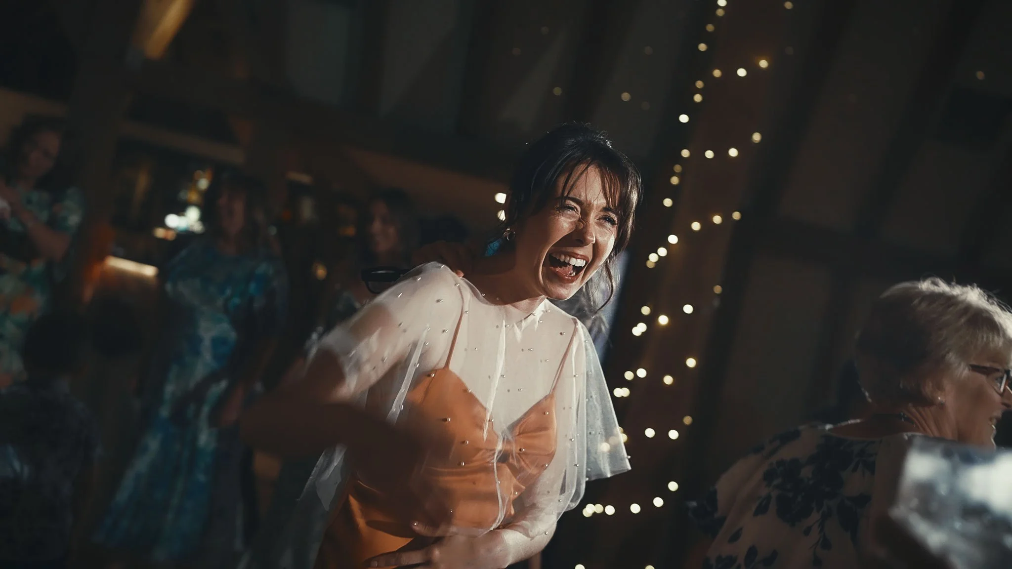 A black tie wedding afterparty at The Old Kent Barn, filmed by Kent videographer Luke Batchelor Productions