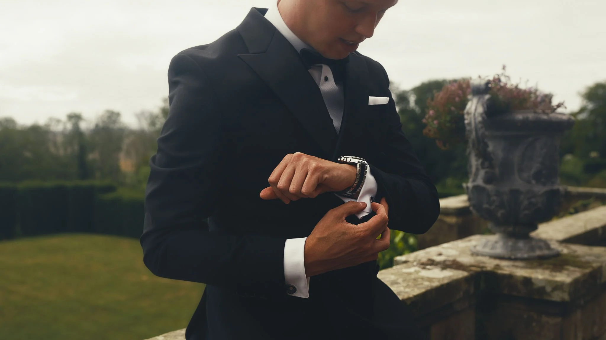 A wedding videography shot from a luxury black-tie wedding at Port Lympne Hotel, captured by videographer Luke Batchelor Productions.