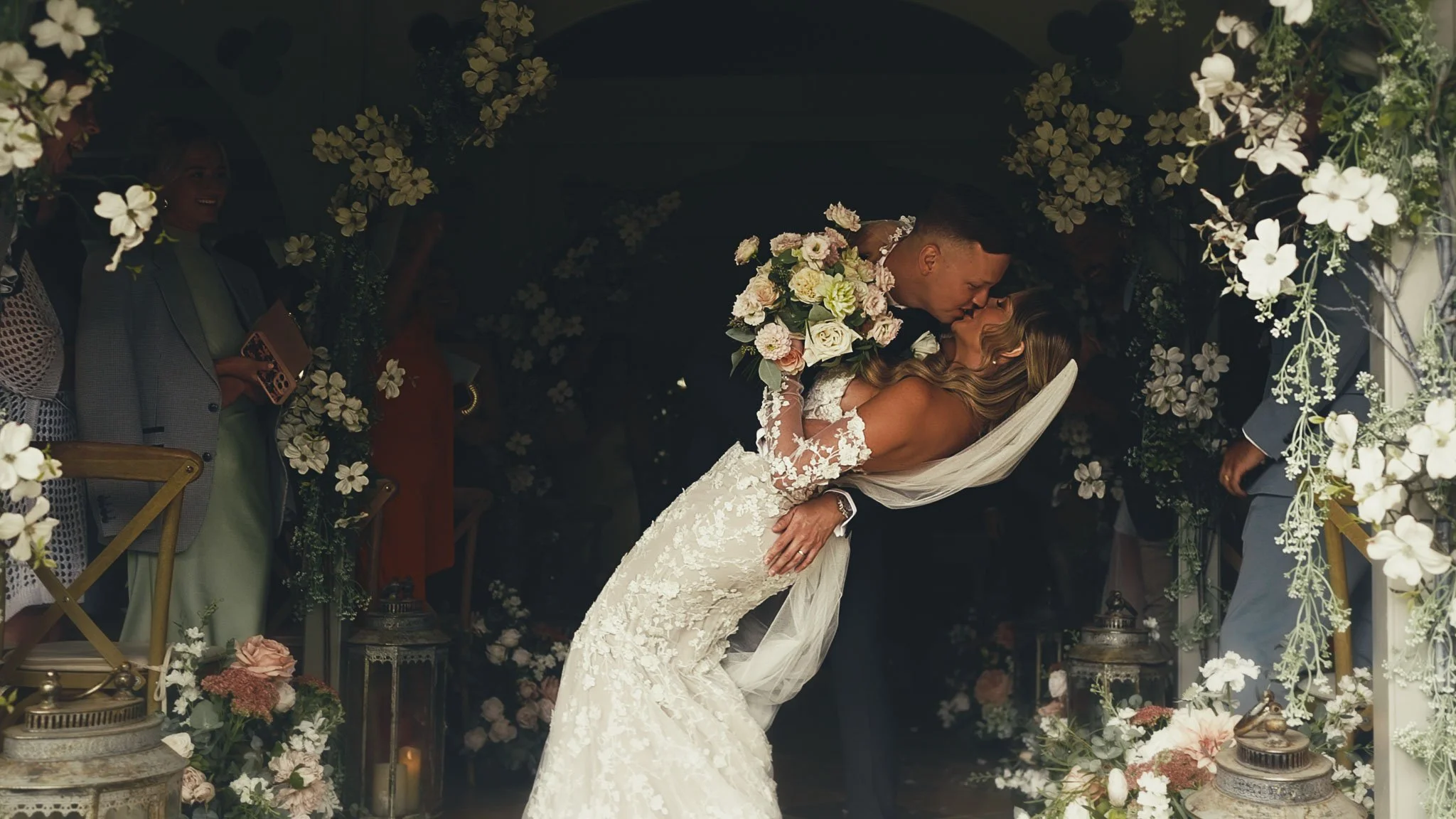 A wedding videography shot from a luxury black-tie wedding at Port Lympne Hotel, captured by videographer Luke Batchelor Productions.